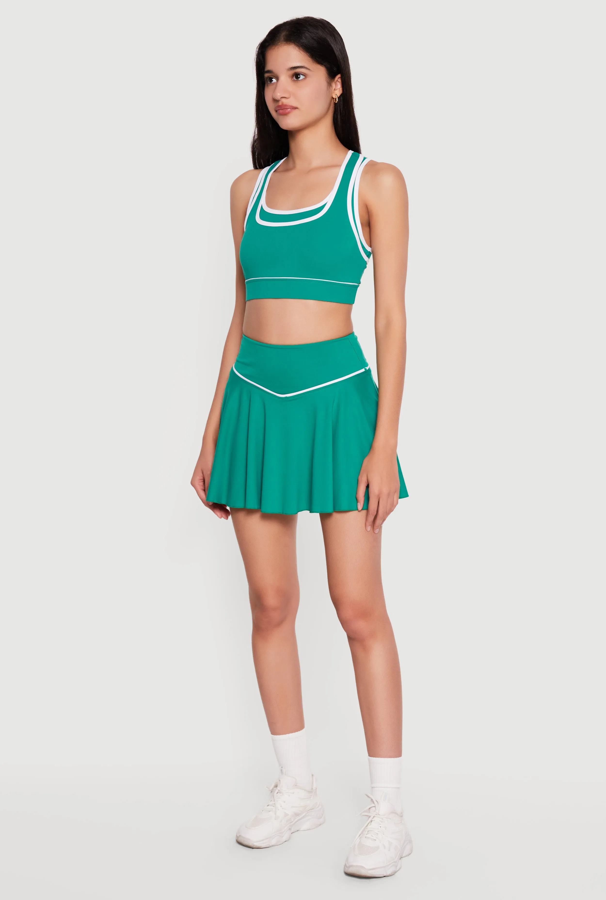 Contrast Trim Drop Waist Skirt with Cell Phone Pocket Shorts Lining sold by Rainbow product image thumbnail 2