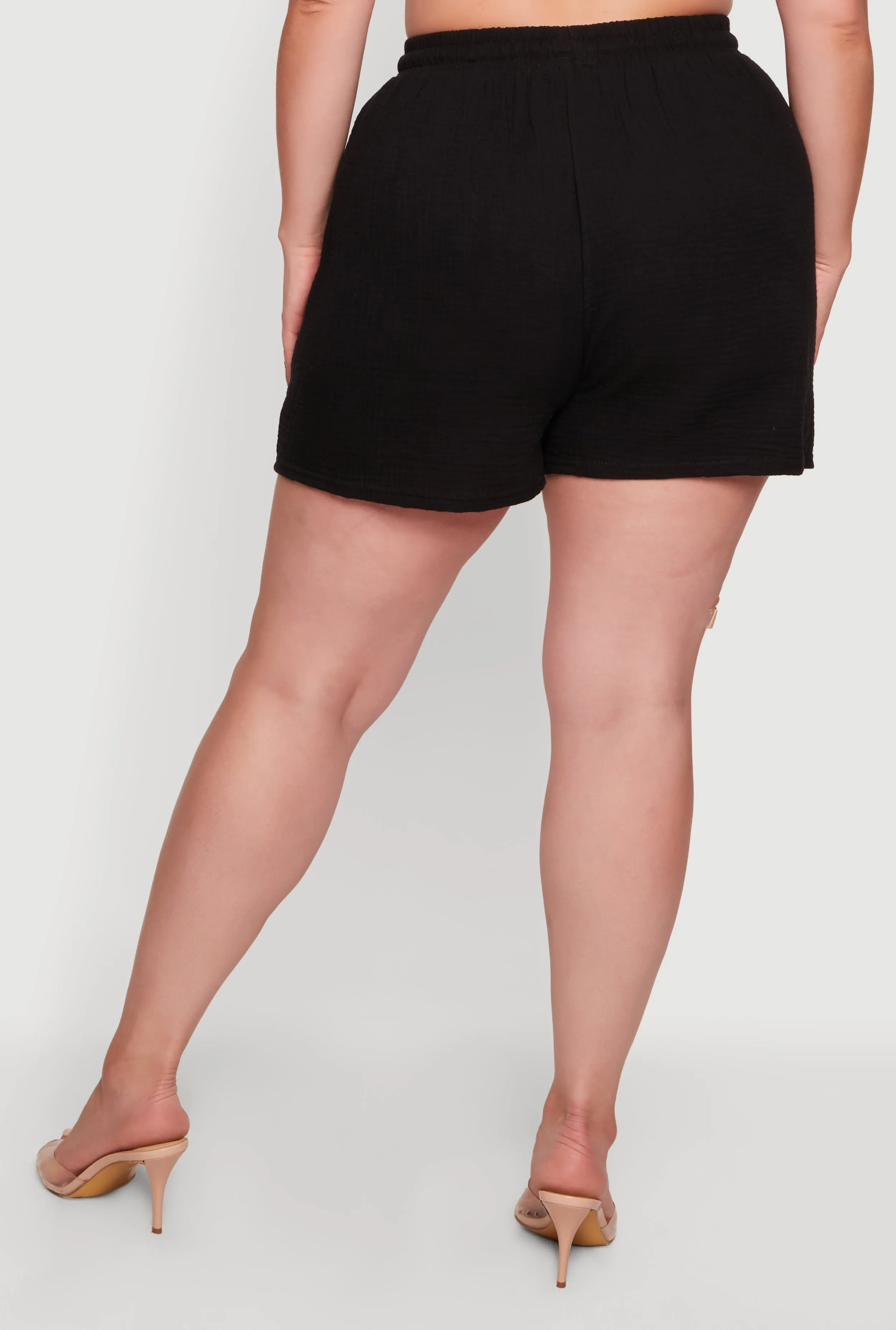 Plus Size Gauze Knit Drawstring High Waisted Shorts sold by Rainbow product image thumbnail 5