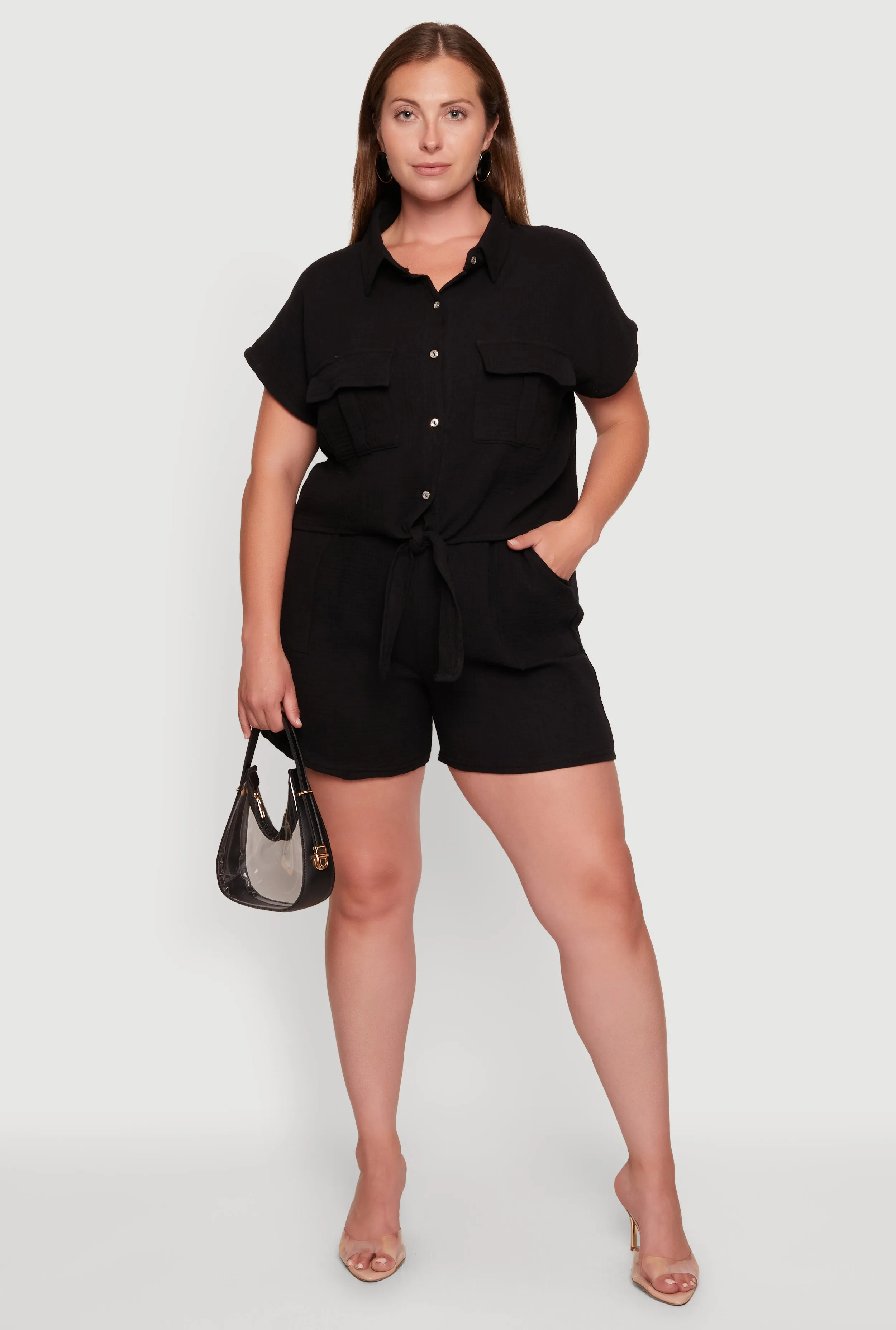 Plus Size Gauze Knit Drawstring High Waisted Shorts sold by Rainbow