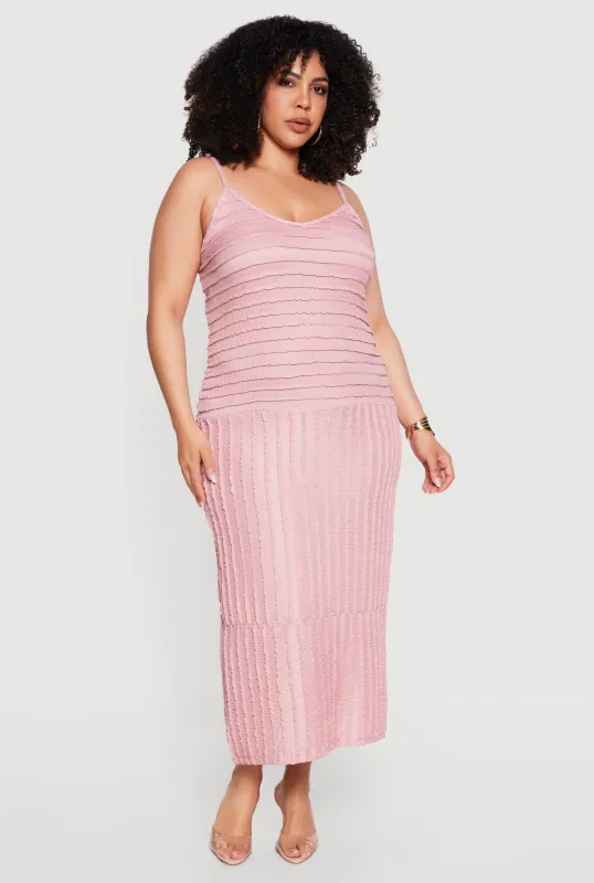 Plus Size Textured Knit V-Neck Cami Dress made by Rainbow