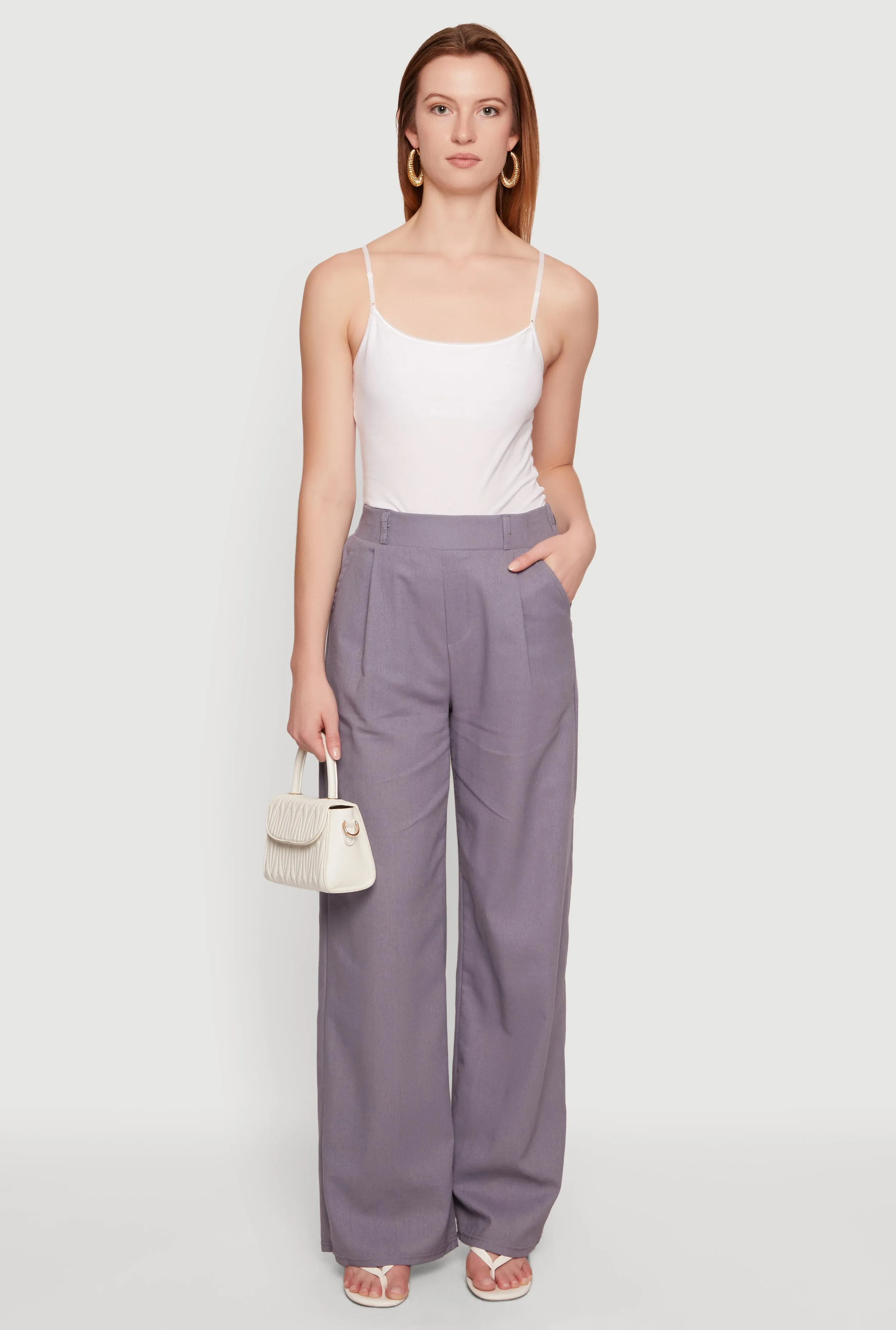 Linen Pleated High Waist Wide Leg Dress Pants sold by Rainbow product image thumbnail 3