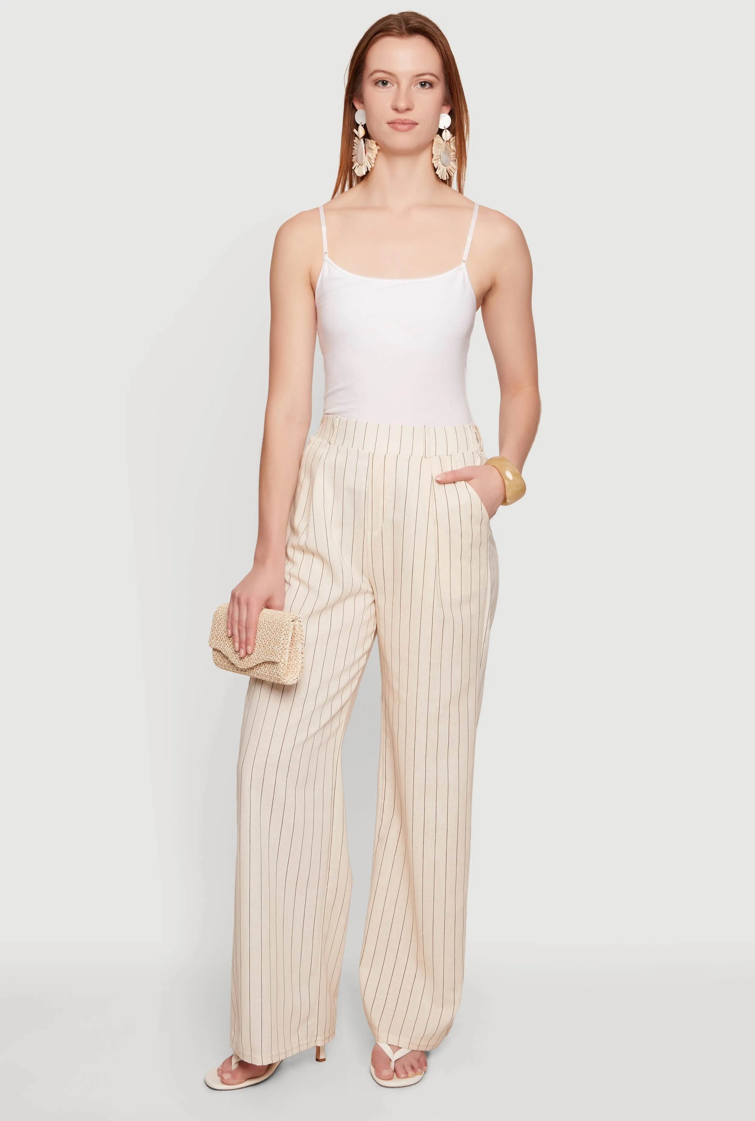 Linen Pleated High Waist Wide Leg Dress Pants sold by Rainbow product image thumbnail 2