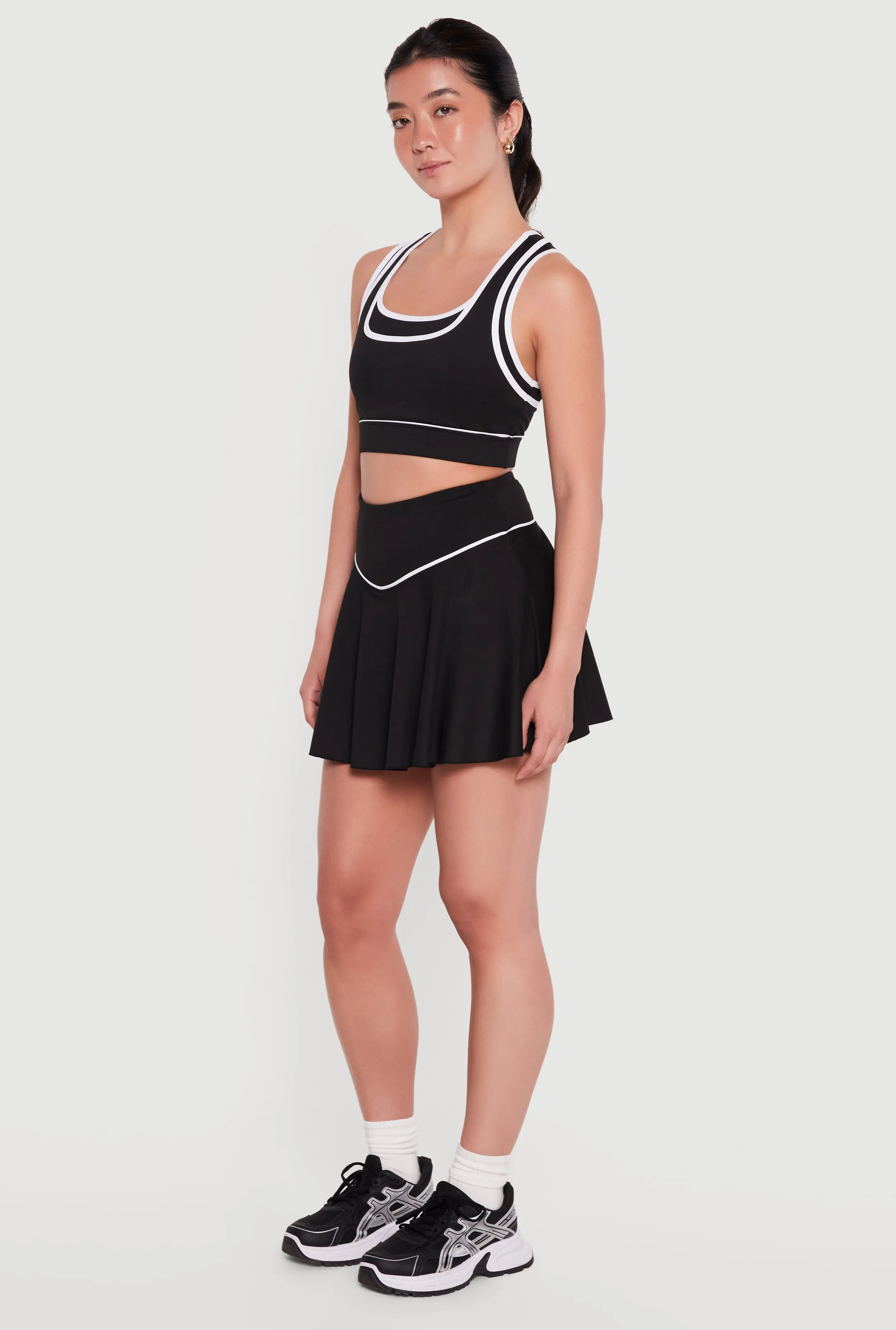 Contrast Trim Drop Waist Skirt with Cell Phone Pocket Shorts Lining sold by Rainbow product image thumbnail 2