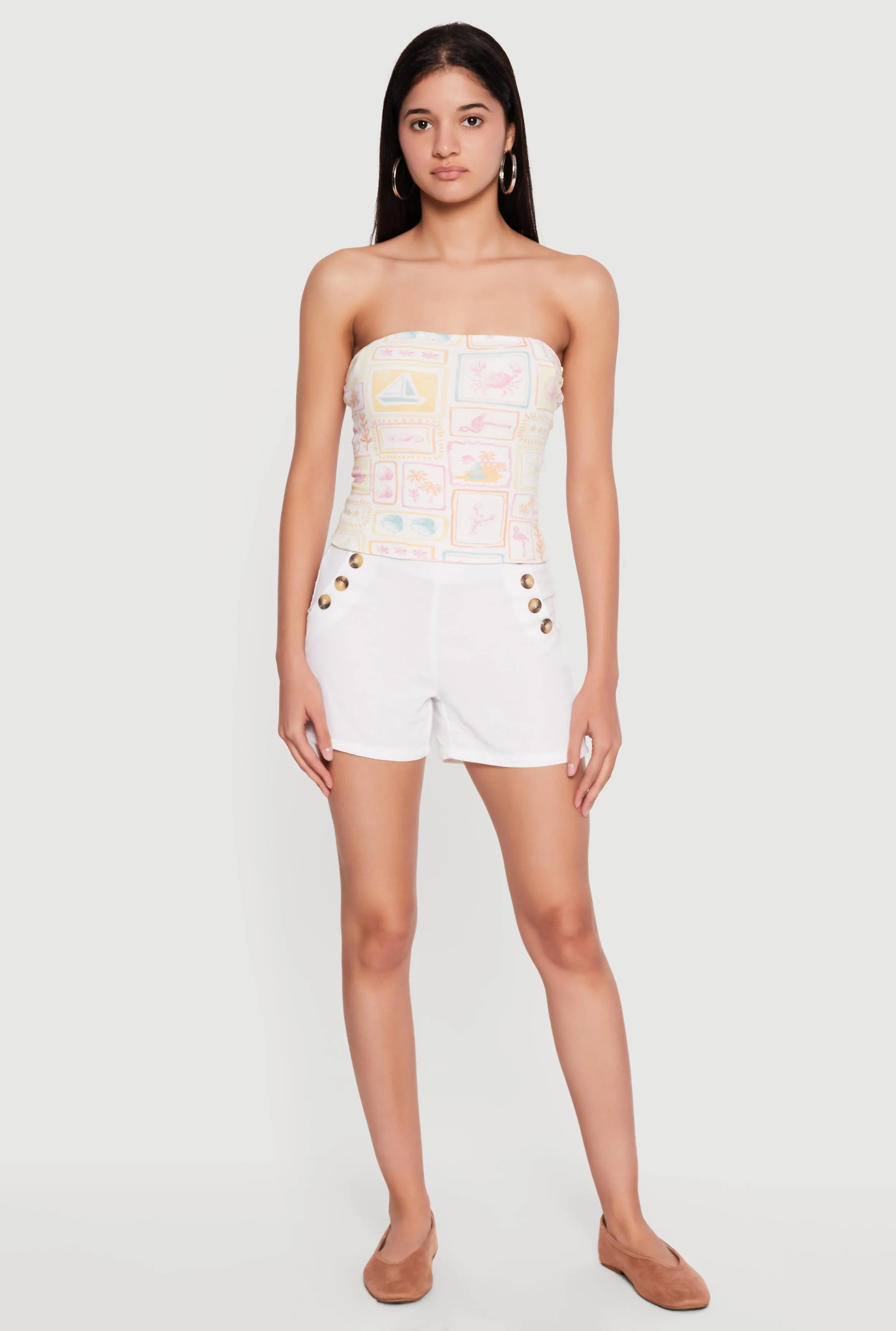 Reversible Printed Pattern Crop Tube Top sold by Rainbow