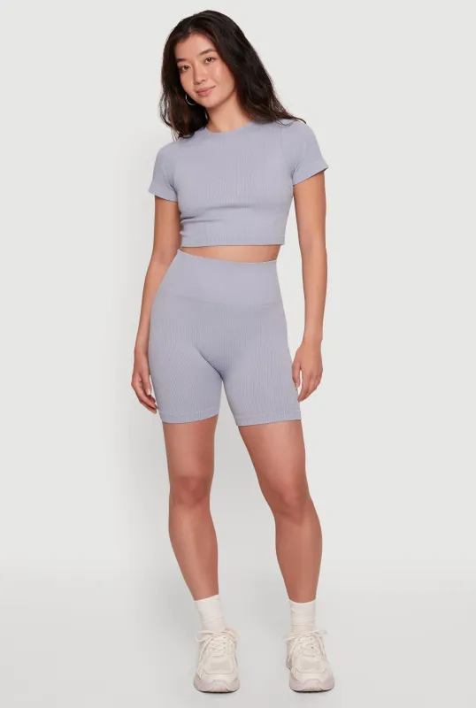 Seamless Compression Rib Knit Shorts made by Rainbow