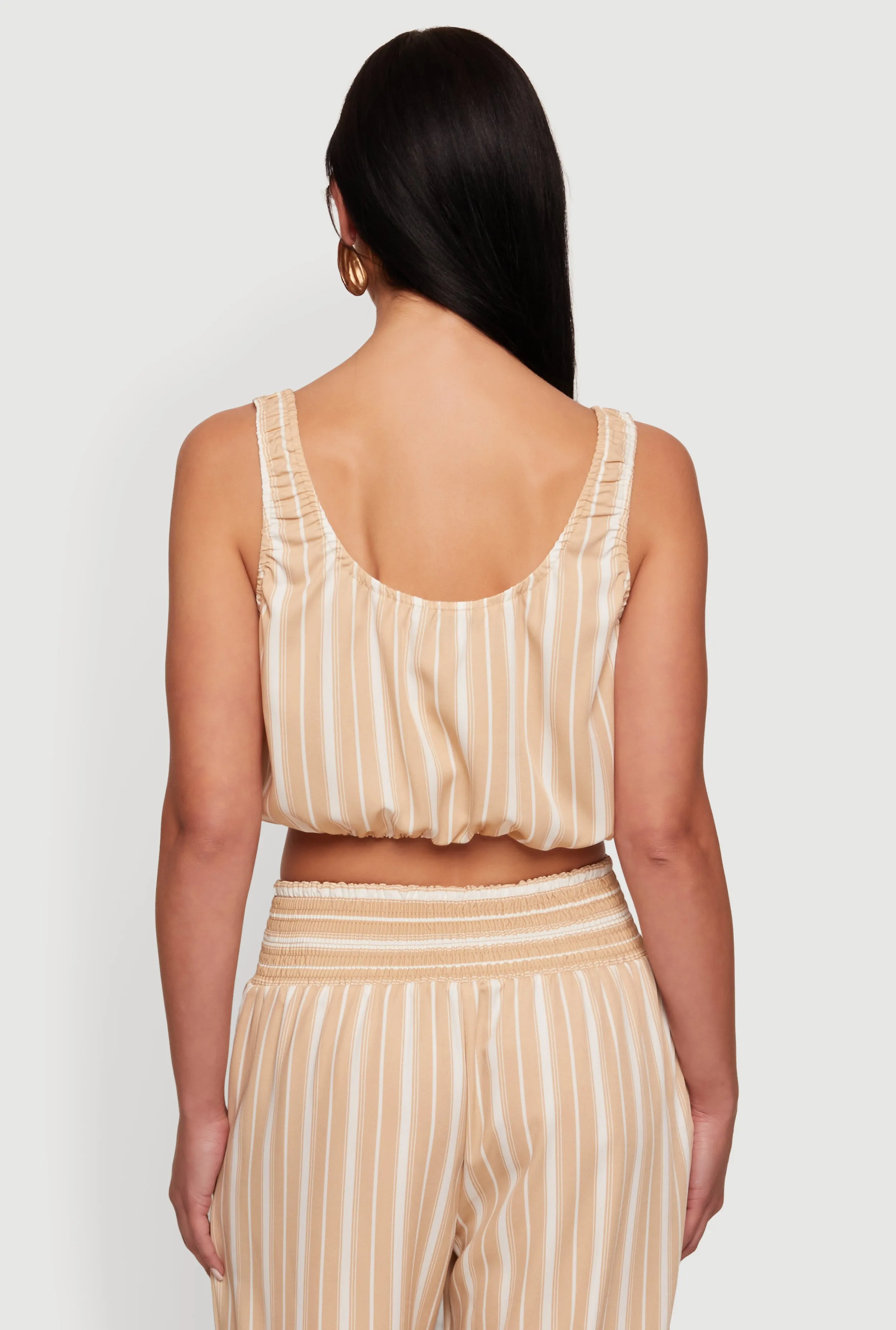 Sleeveless Striped Crop Top with Tie Front Detail sold by Rainbow product image thumbnail 5