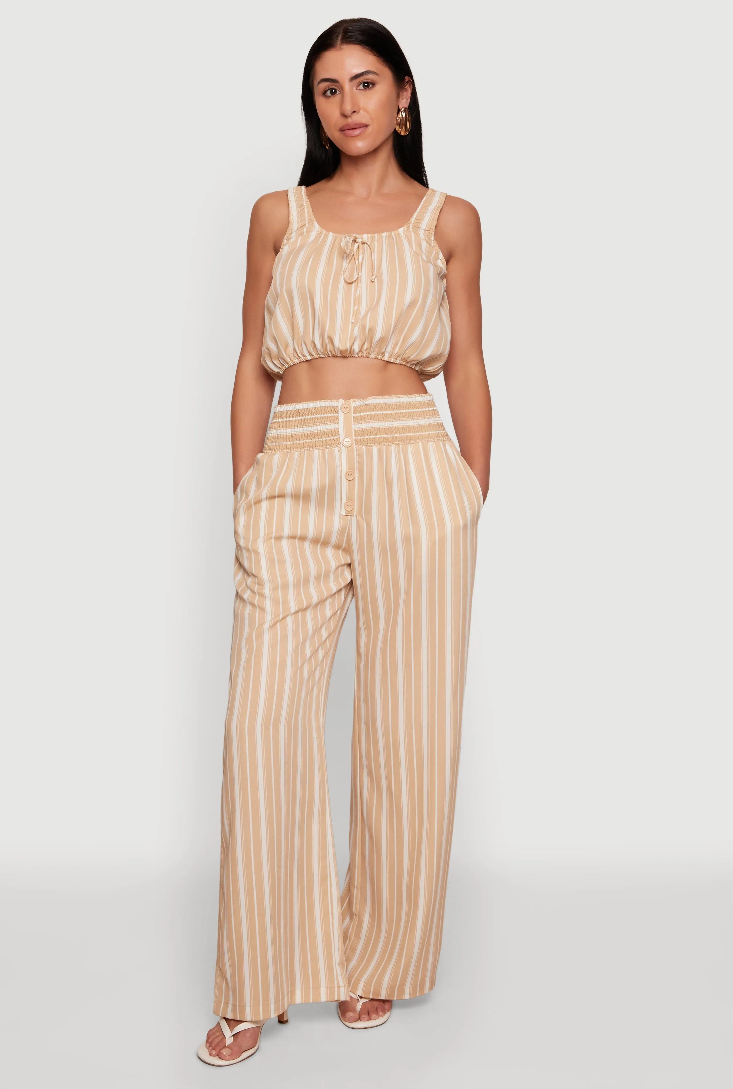 Sleeveless Striped Crop Top with Tie Front Detail sold by Rainbow product image thumbnail 2
