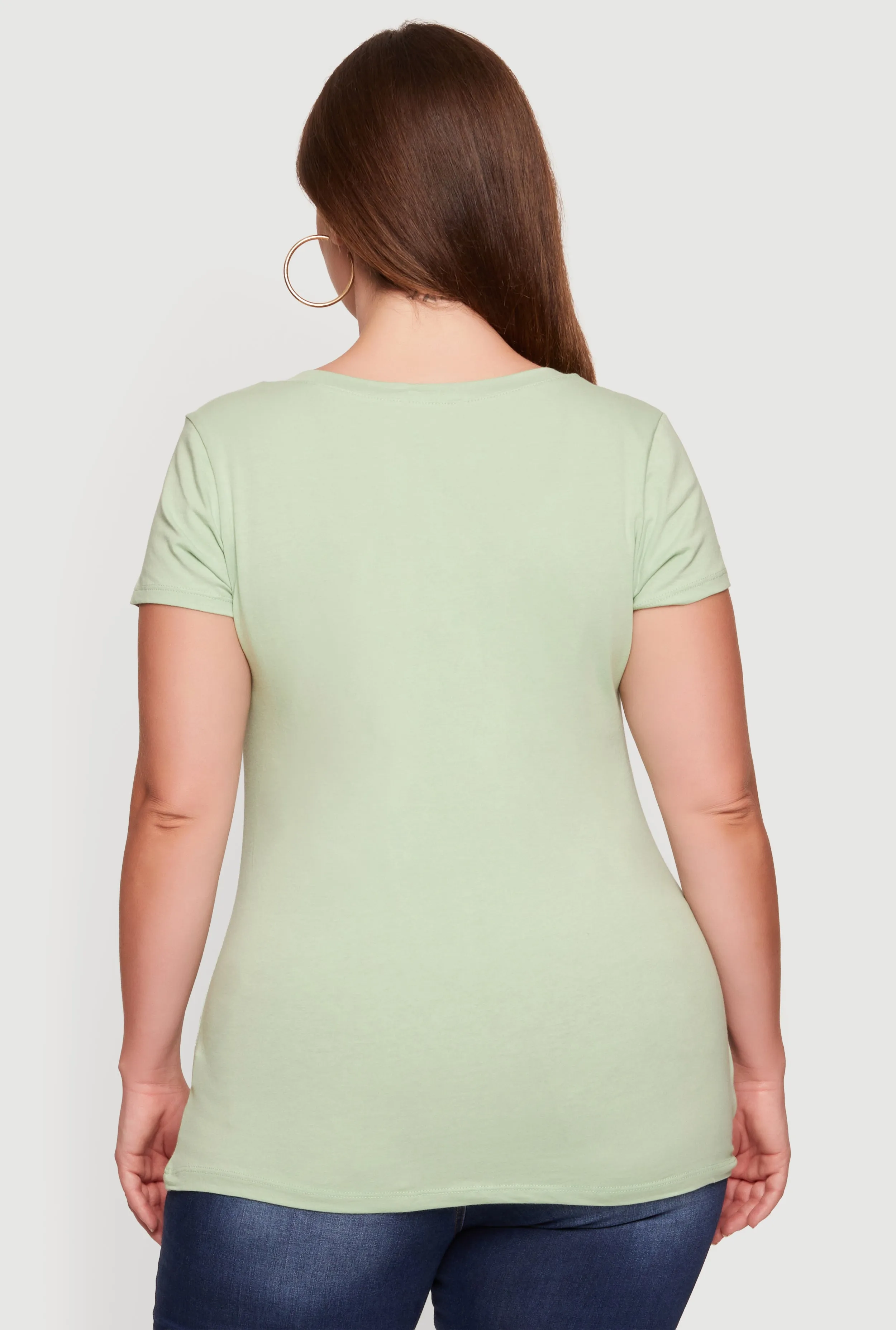 Plus Size Basic V Neck Short Sleeve Top sold by Rainbow product image thumbnail 5