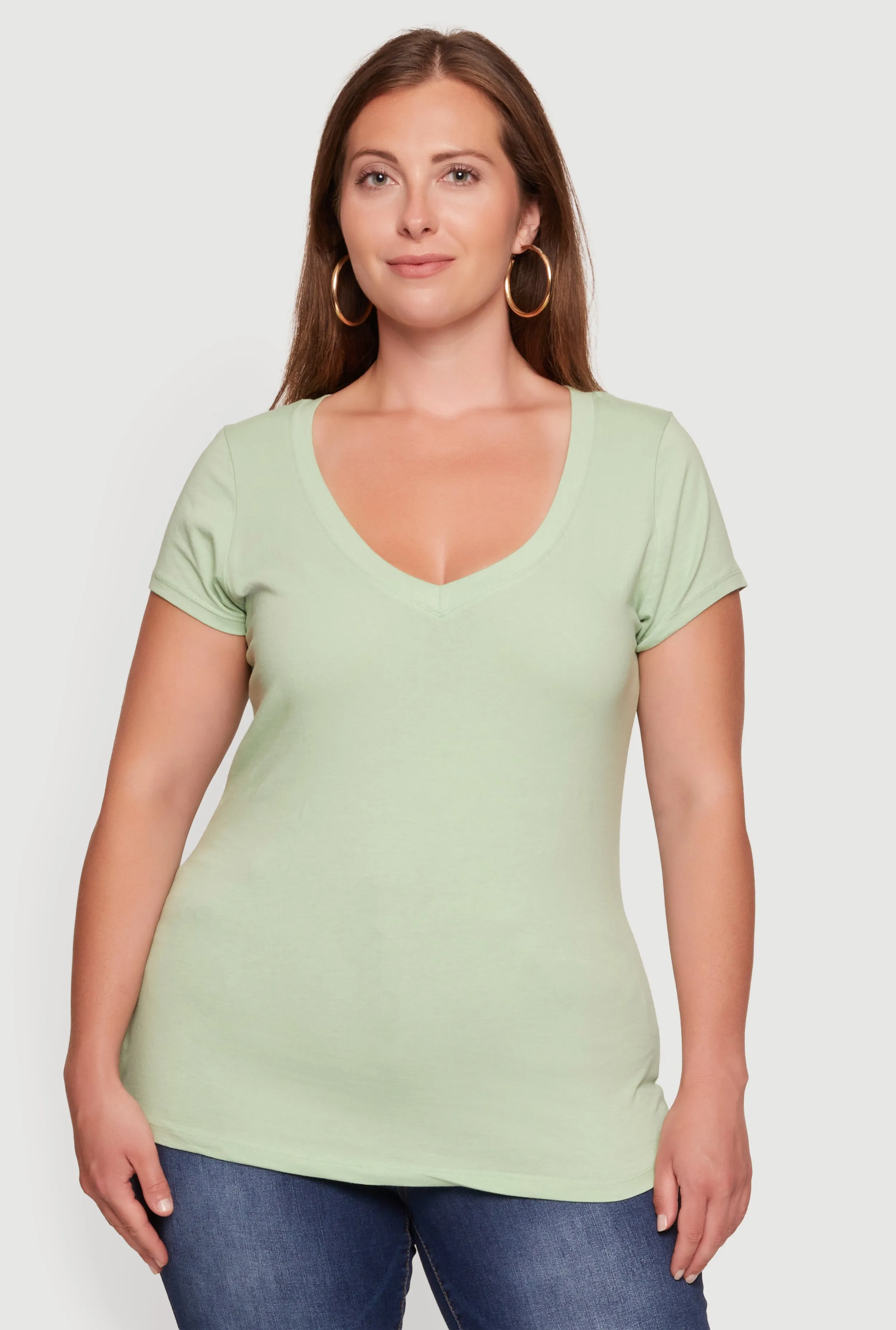 Plus Size Basic V Neck Short Sleeve Top sold by Rainbow product image thumbnail 2