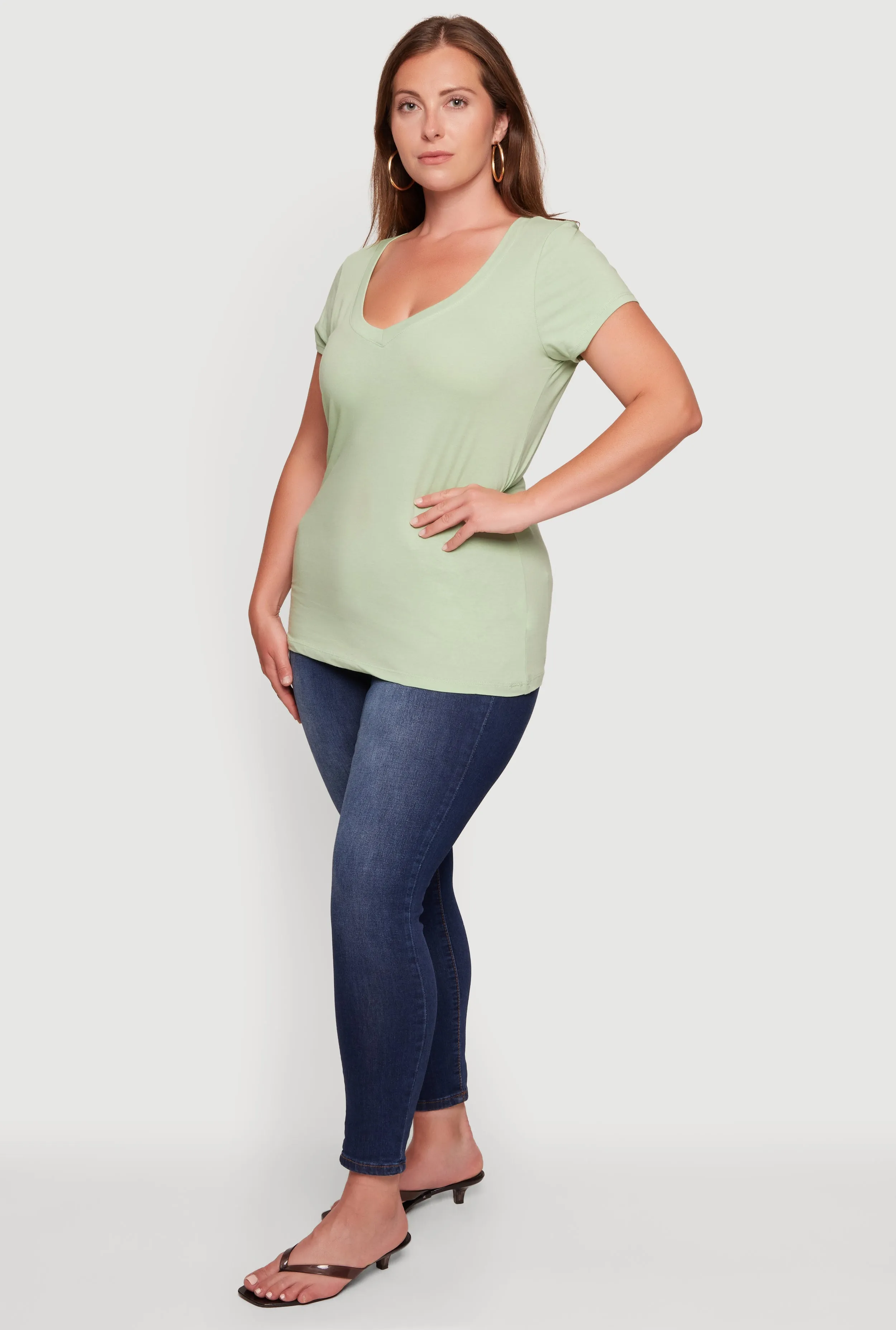 Plus Size Basic V Neck Short Sleeve Top sold by Rainbow product image thumbnail 3