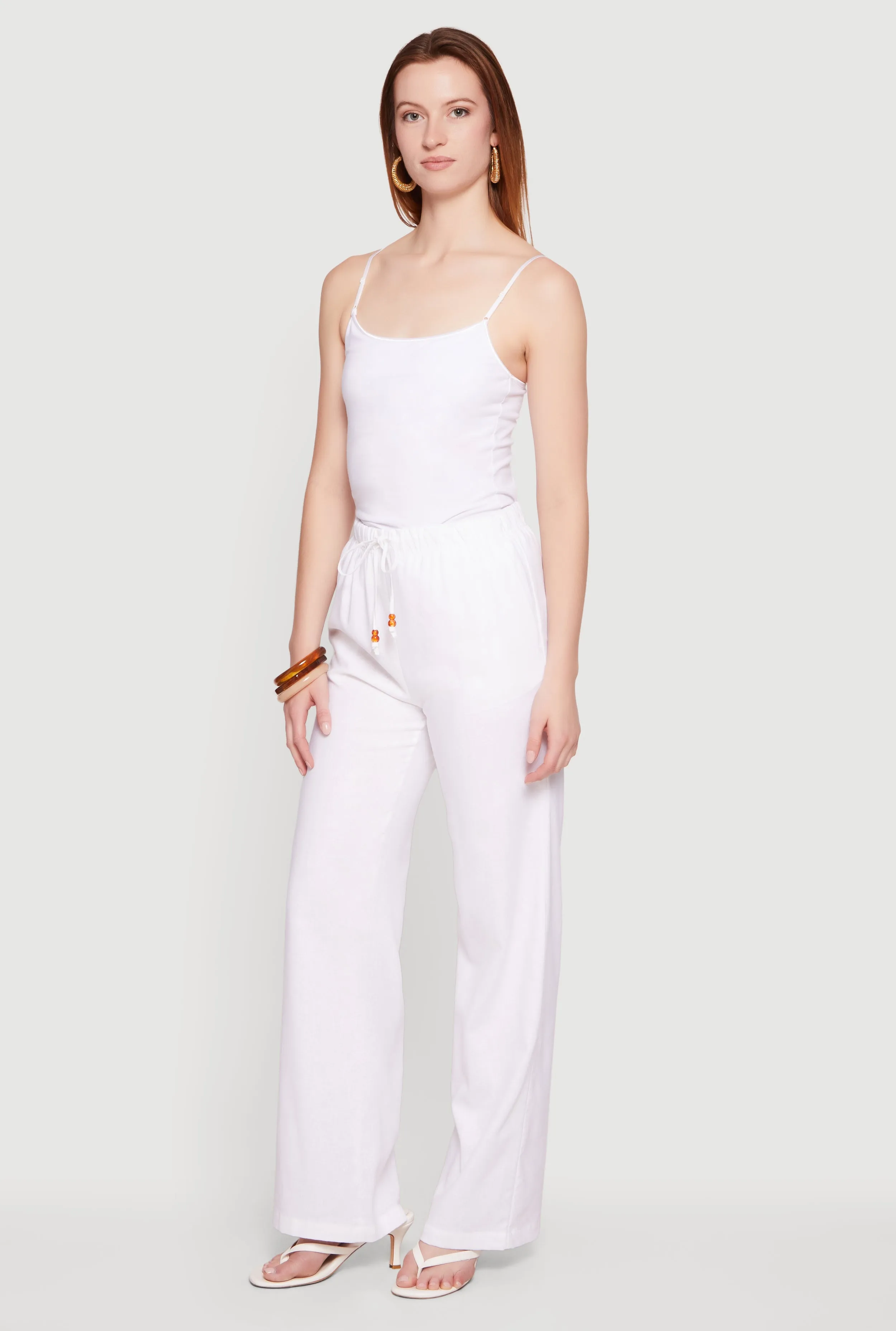 Beaded Drawstring Waist Linen Pull On Pants sold by Rainbow product image thumbnail 2