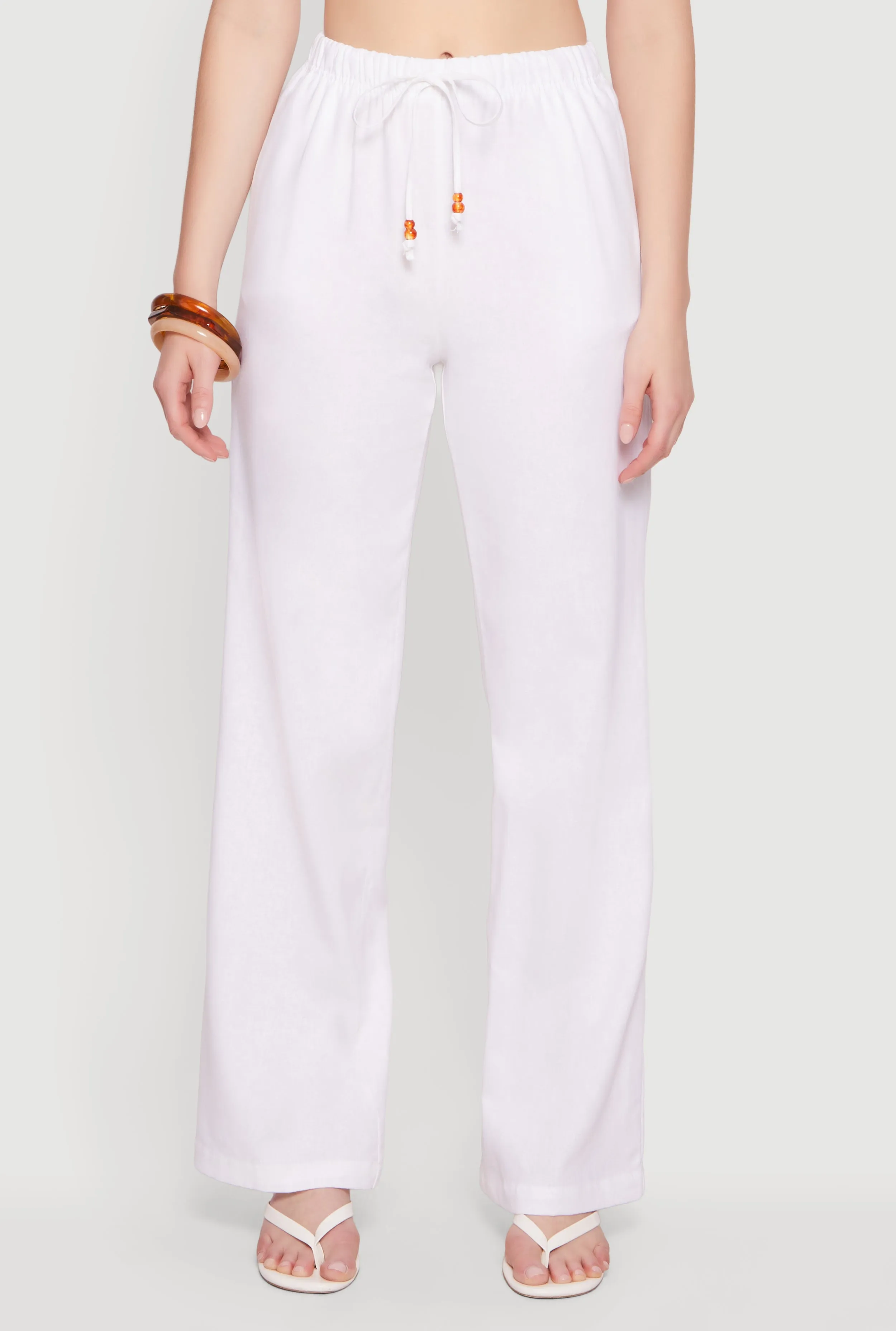 Beaded Drawstring Waist Linen Pull On Pants sold by Rainbow product image thumbnail 3