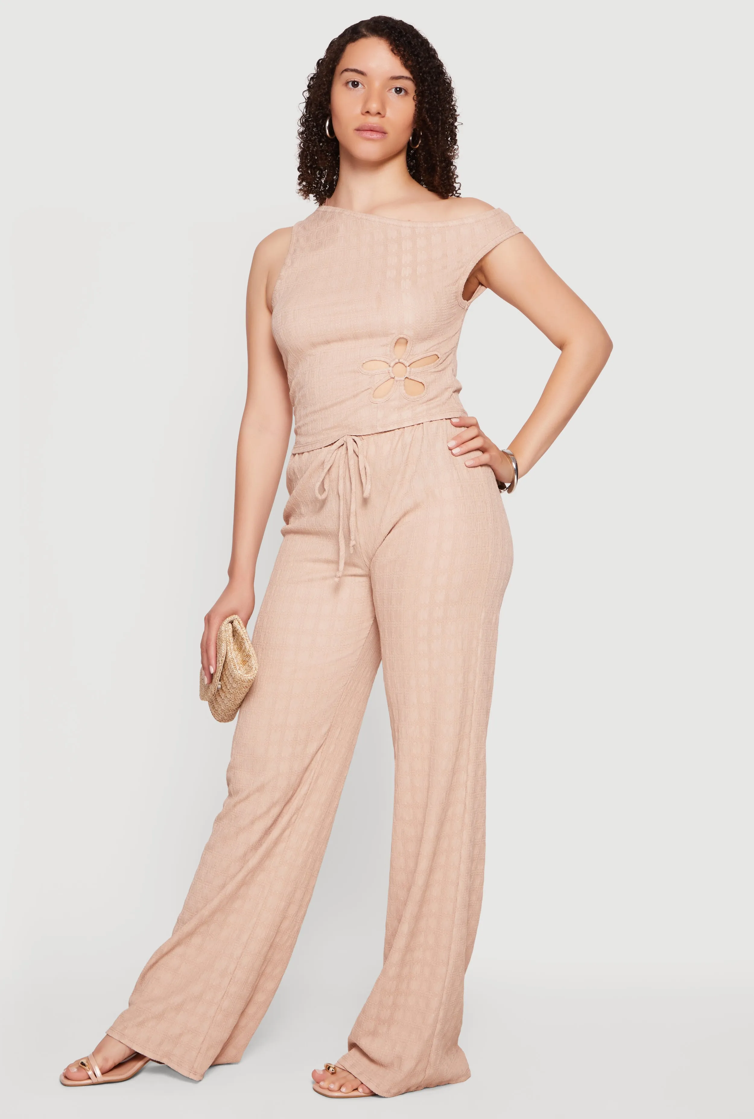Textured Knit High Waisted Wide Leg Pull On Pants sold by Rainbow product image thumbnail 2