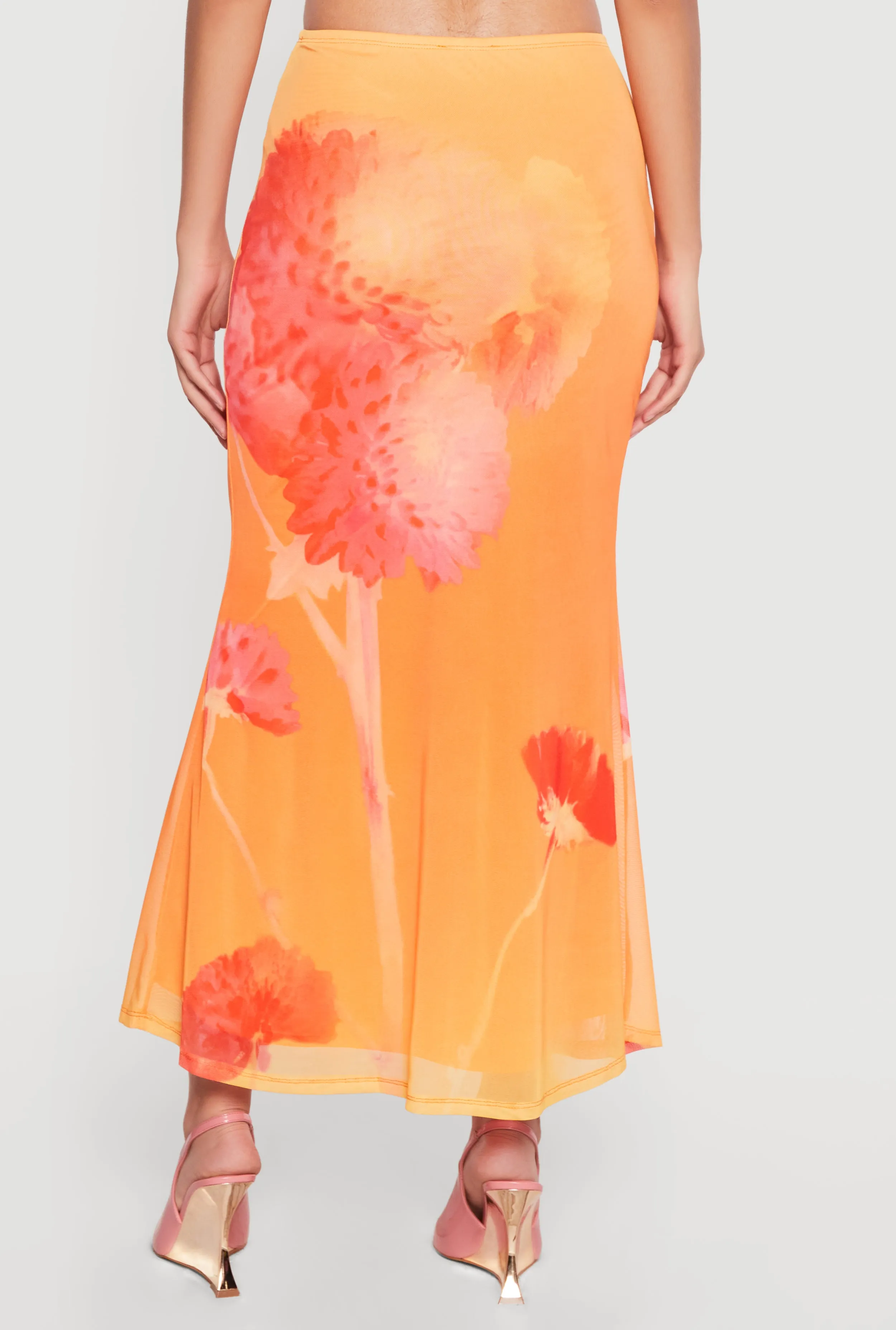 Floral Mesh Maxi Mermaid Skirt sold by Rainbow product image thumbnail 5