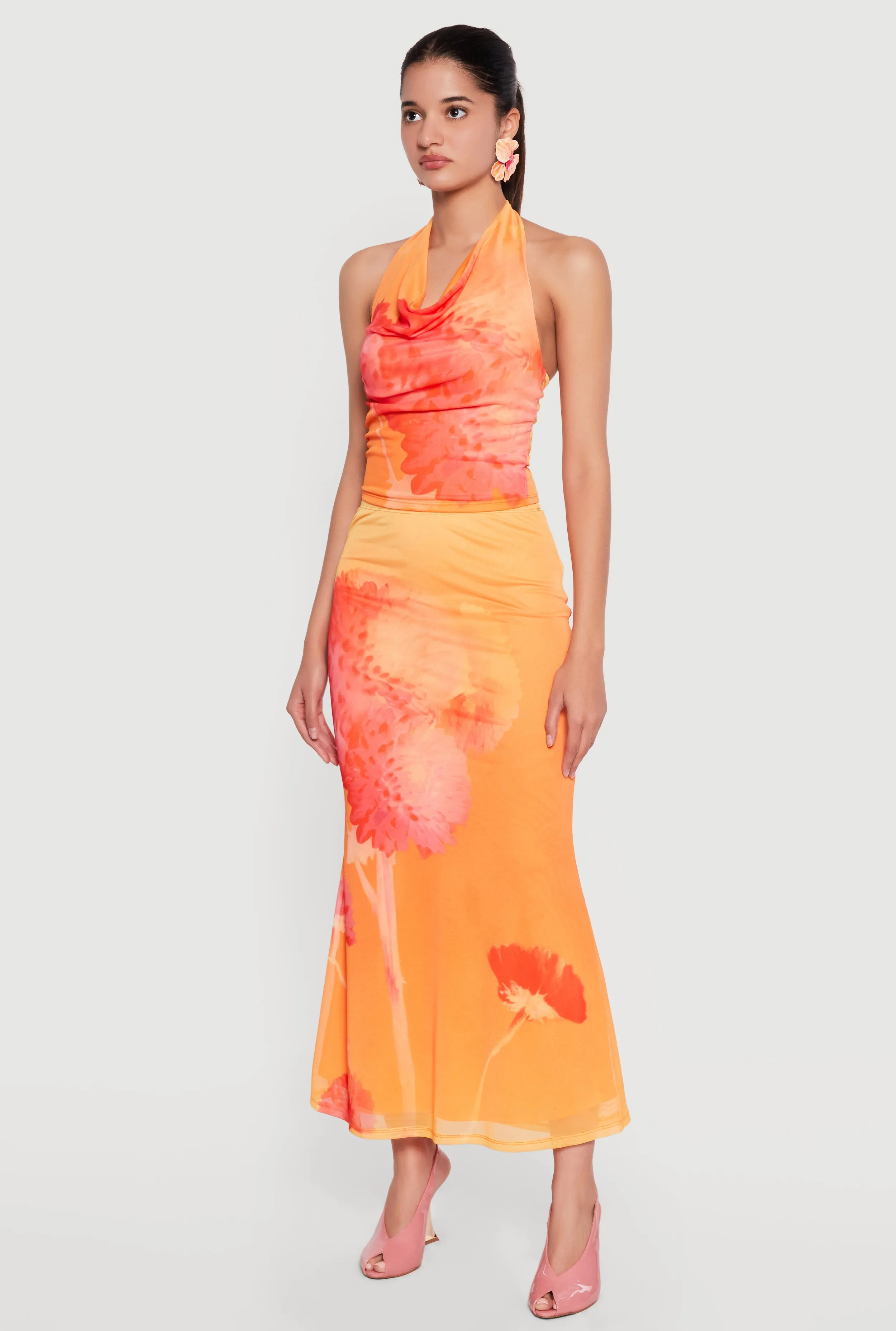 Floral Mesh Maxi Mermaid Skirt sold by Rainbow product image thumbnail 2