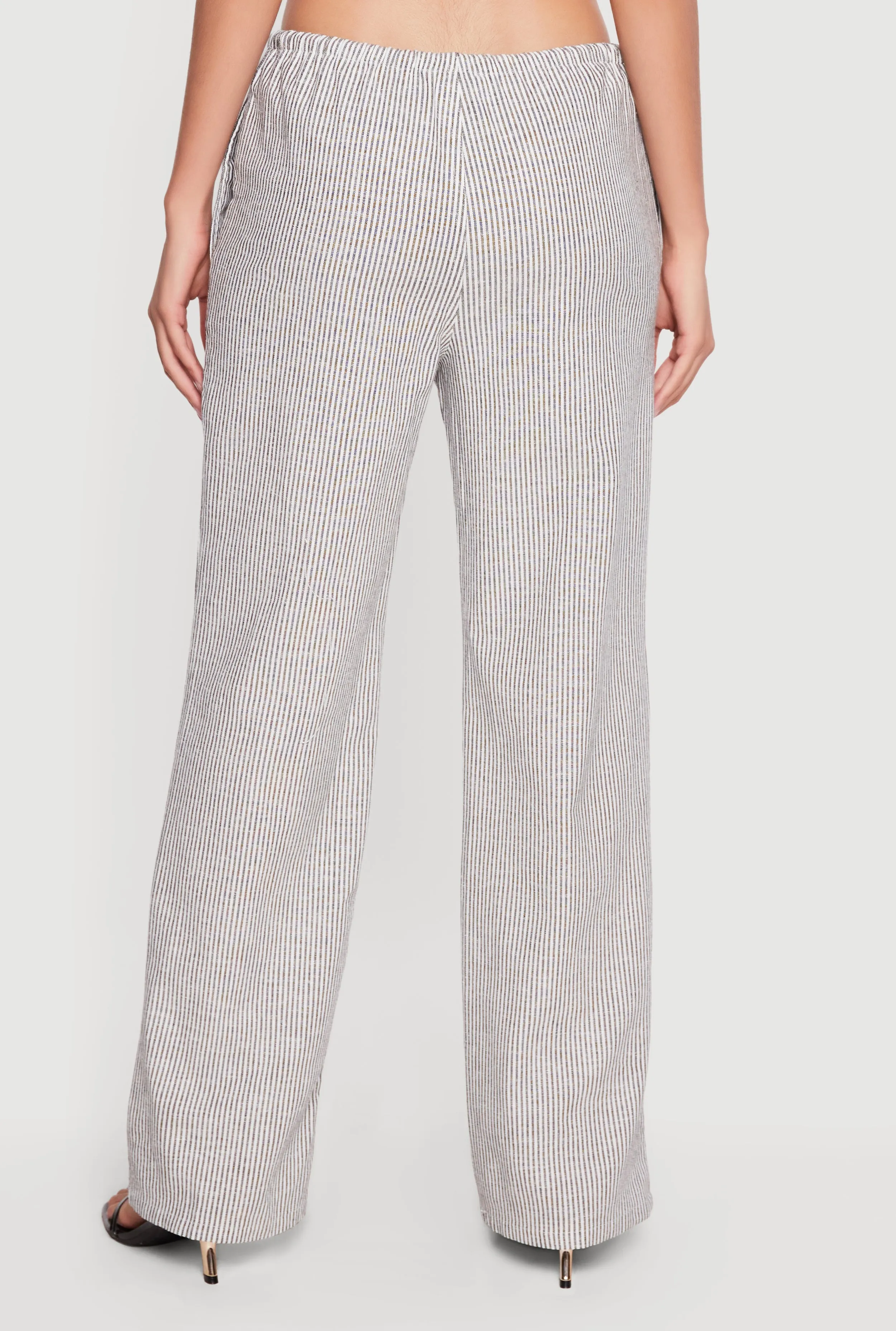 Striped Linen Drawstring Waist Pull On Pants sold by Rainbow product image thumbnail 5