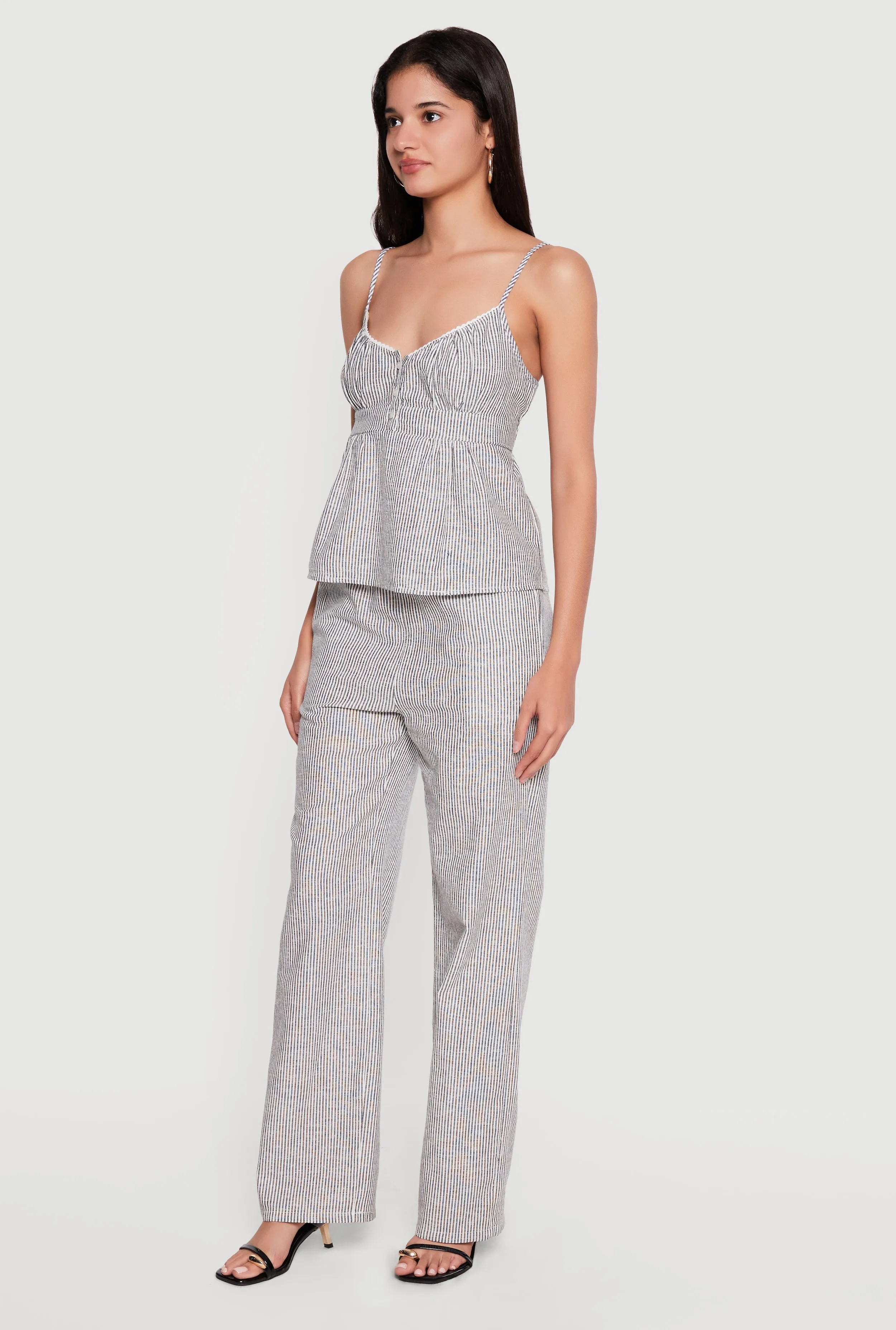 Striped Linen Drawstring Waist Pull On Pants sold by Rainbow product image thumbnail 2
