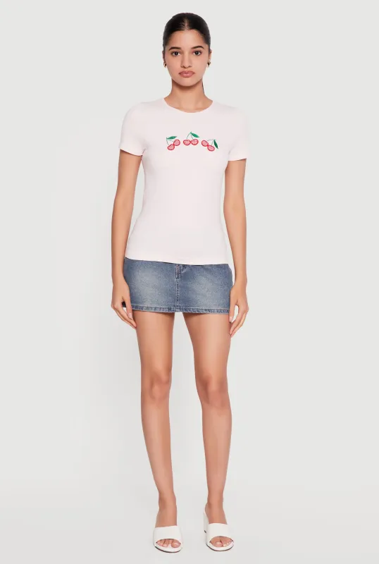 Seamless Compression Rib Knit Fruit Graphic Tee made by Rainbow