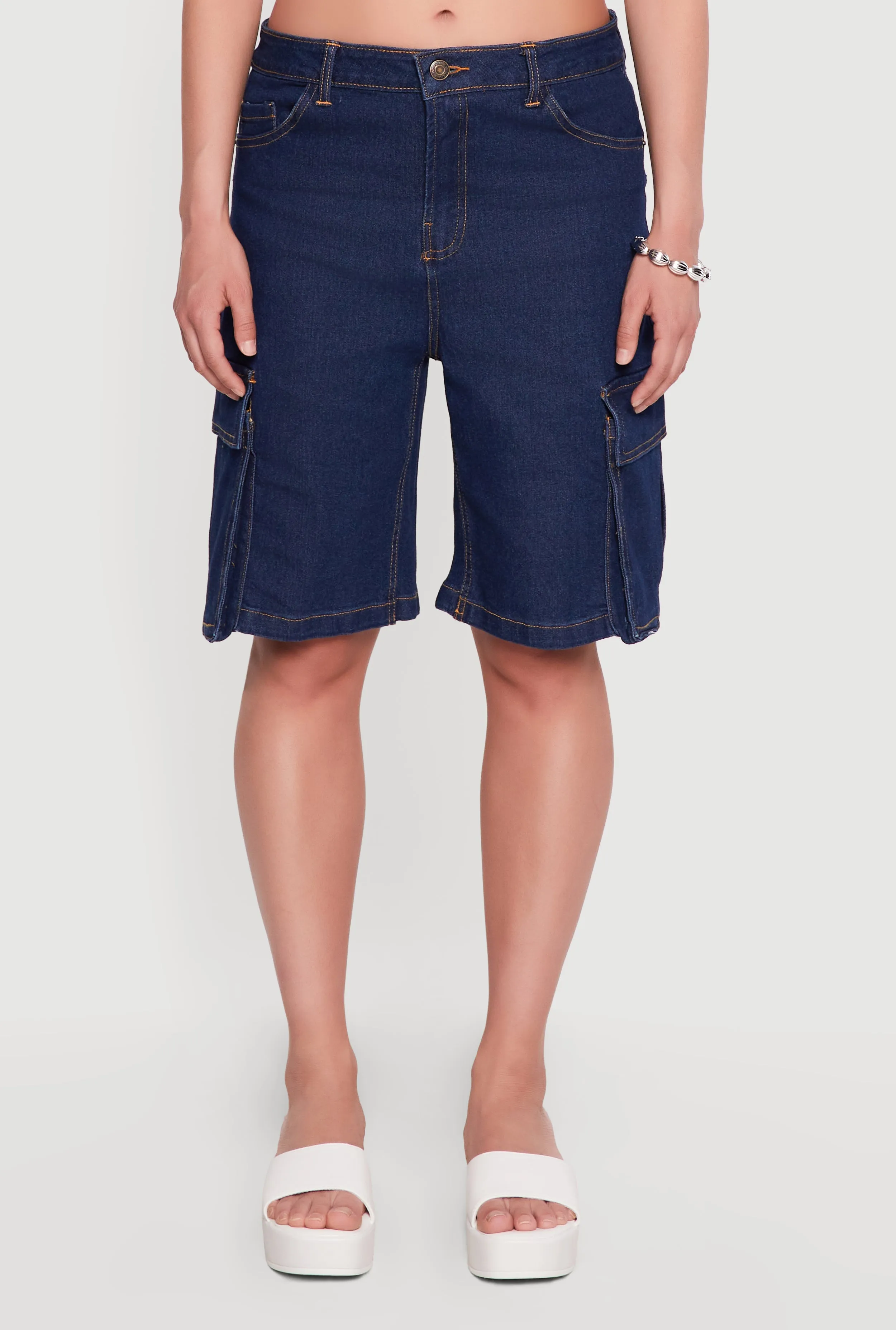 Denim Cargo Pocket Bermuda Shorts sold by Rainbow product image thumbnail 3