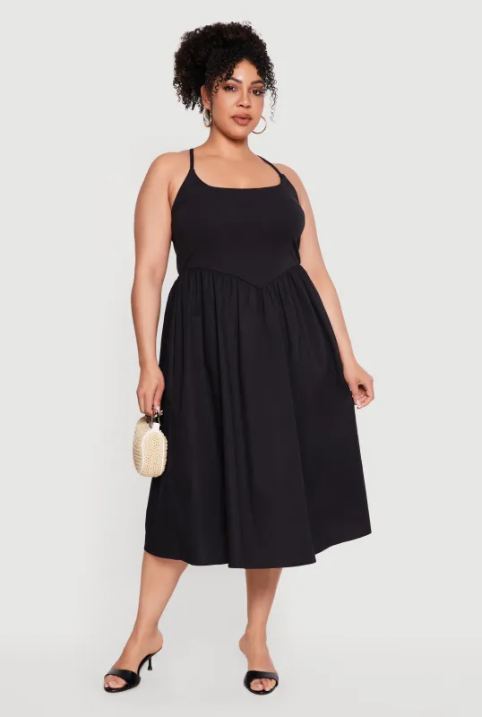 Plus Size Almost Famous Criss Cross Back Midi Dress made by Almost Famous