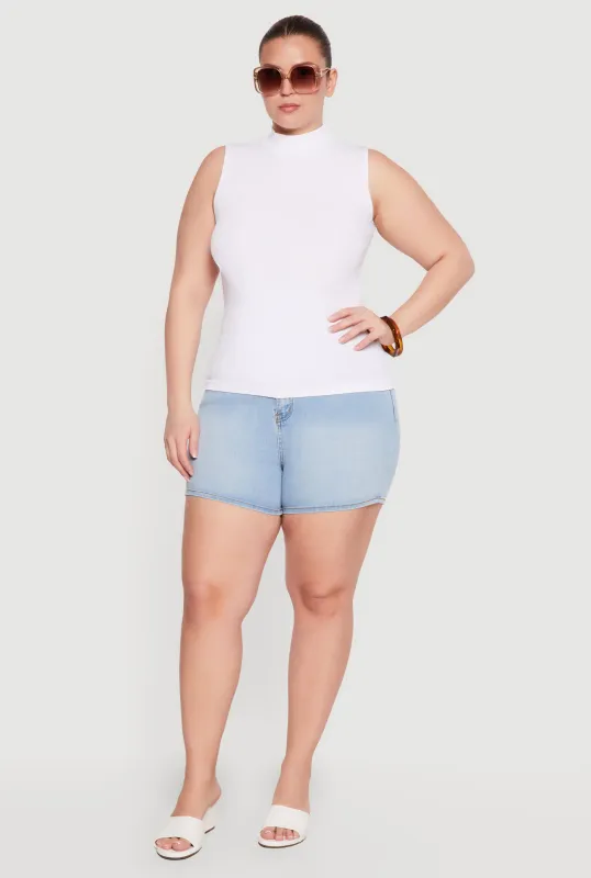 Plus Size Compression Rib Mock Neck Tank Top made by Rainbow