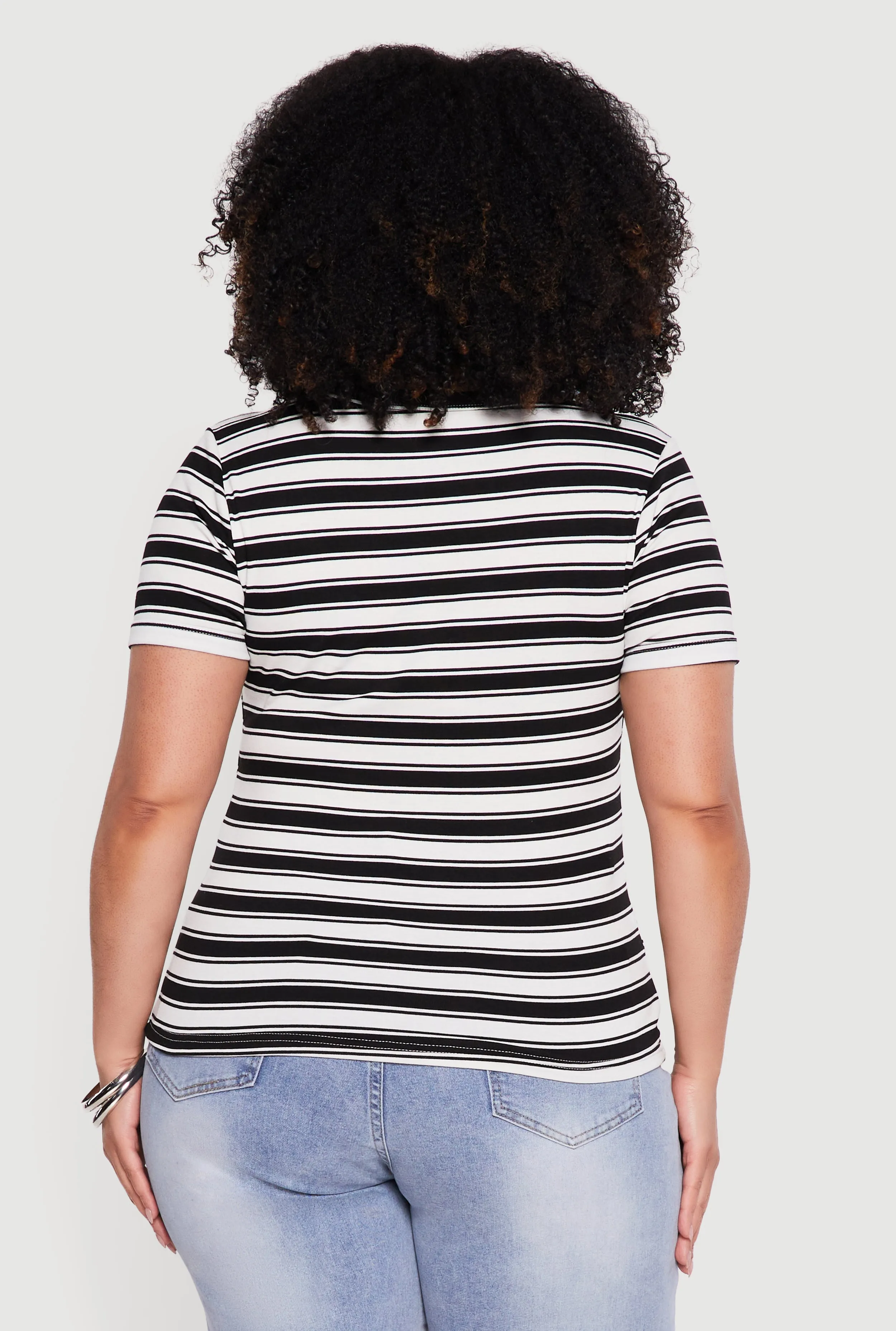Plus Size Striped Short Sleeve Tee sold by Rainbow product image thumbnail 5