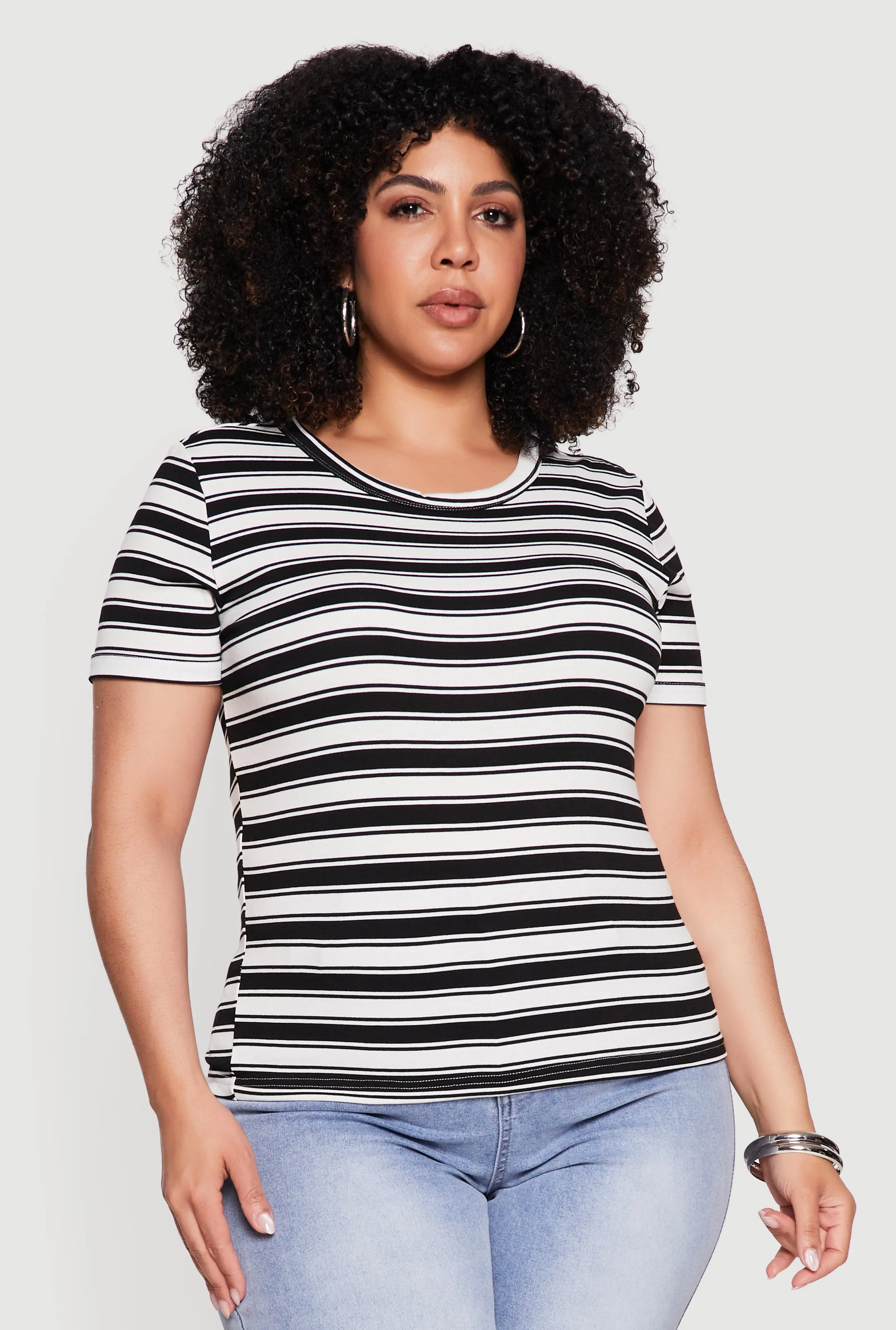 Plus Size Striped Short Sleeve Tee sold by Rainbow product image thumbnail 2