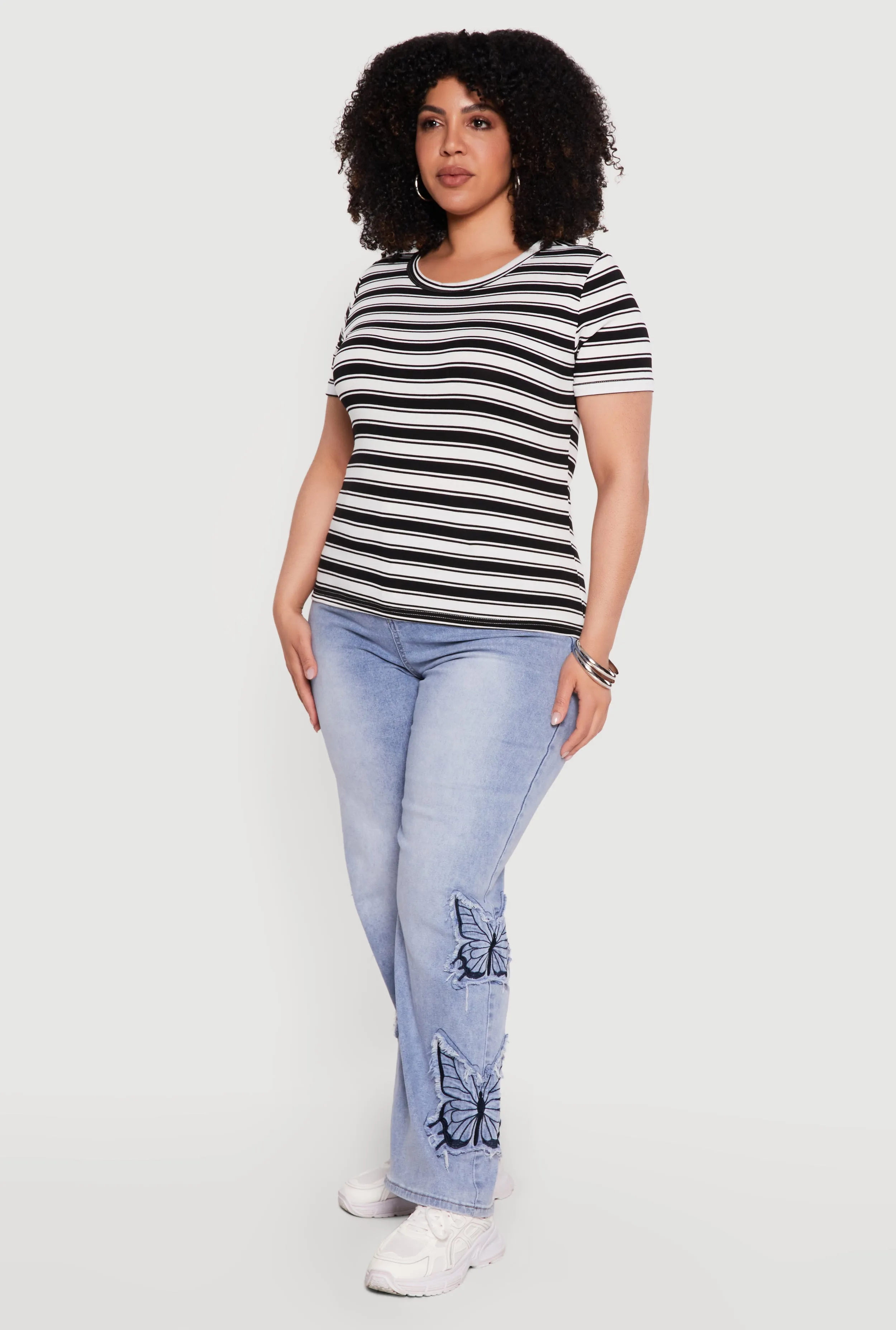 Plus Size Striped Short Sleeve Tee sold by Rainbow product image thumbnail 3