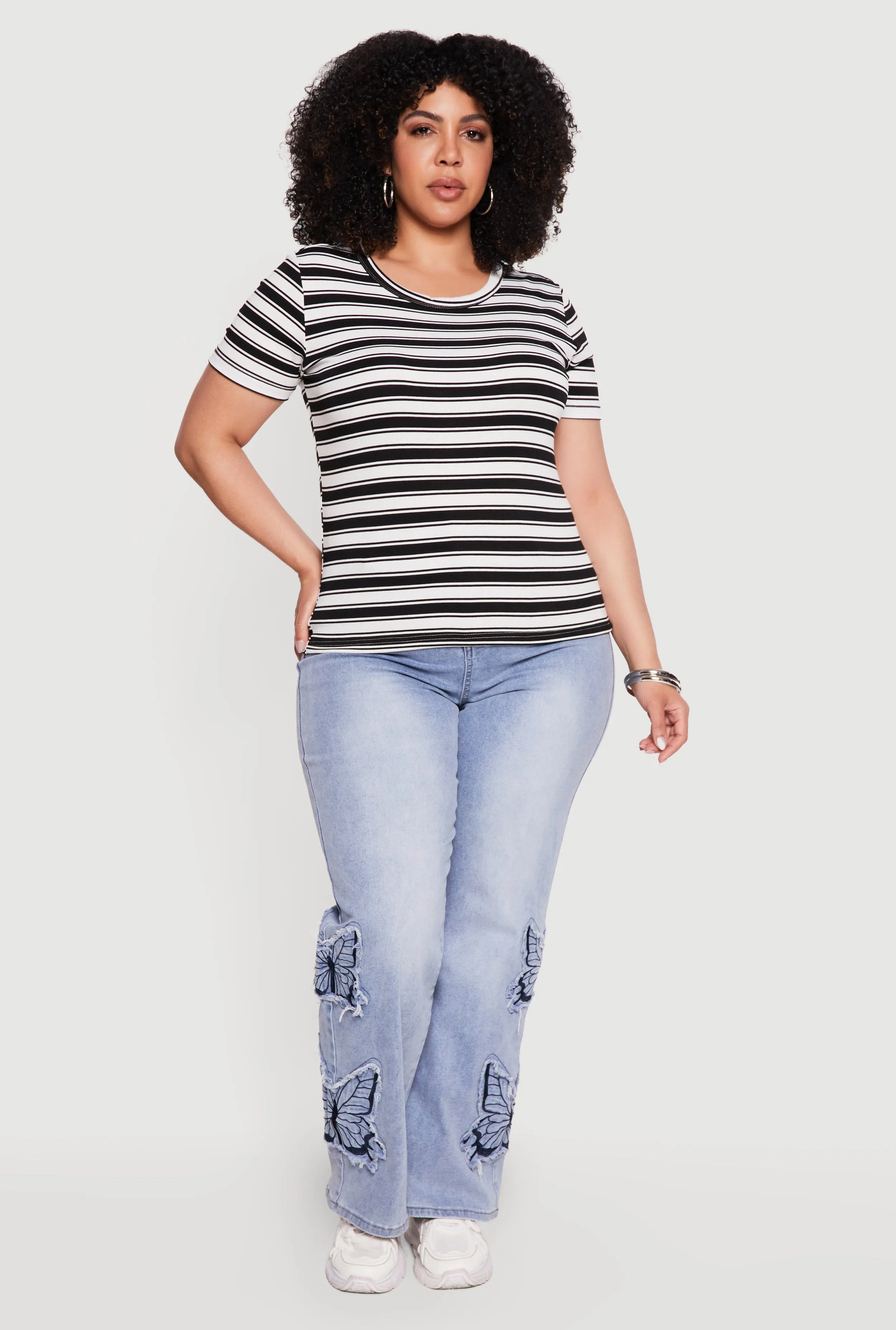 Plus Size Striped Short Sleeve Tee sold by Rainbow