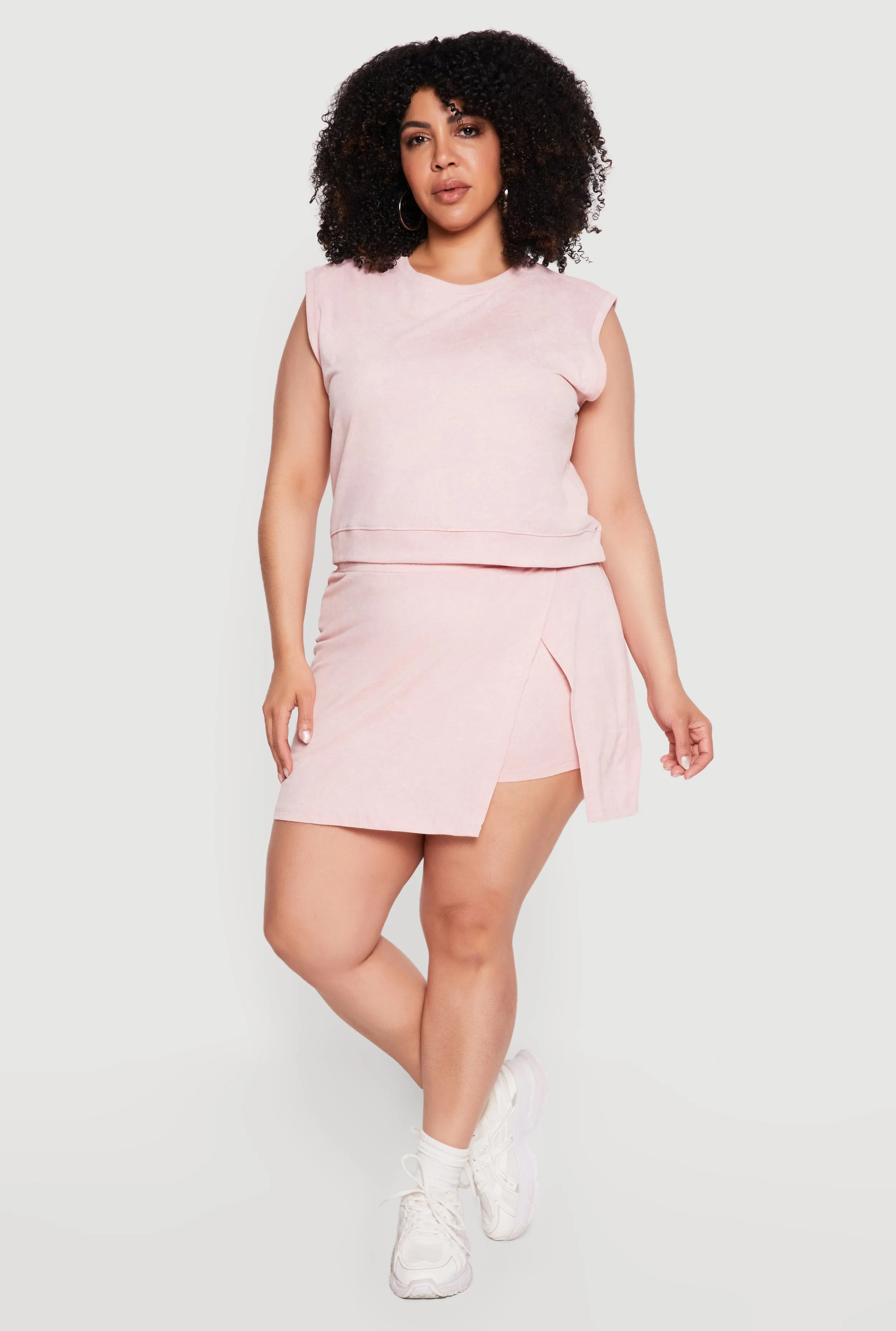 Plus Size High Waisted Acid Wash Wrap Skort sold by Rainbow product image thumbnail 4
