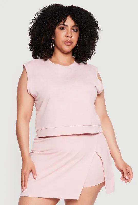 Plus Size Acid Wash Sleeveless Crop Top made by Rainbow