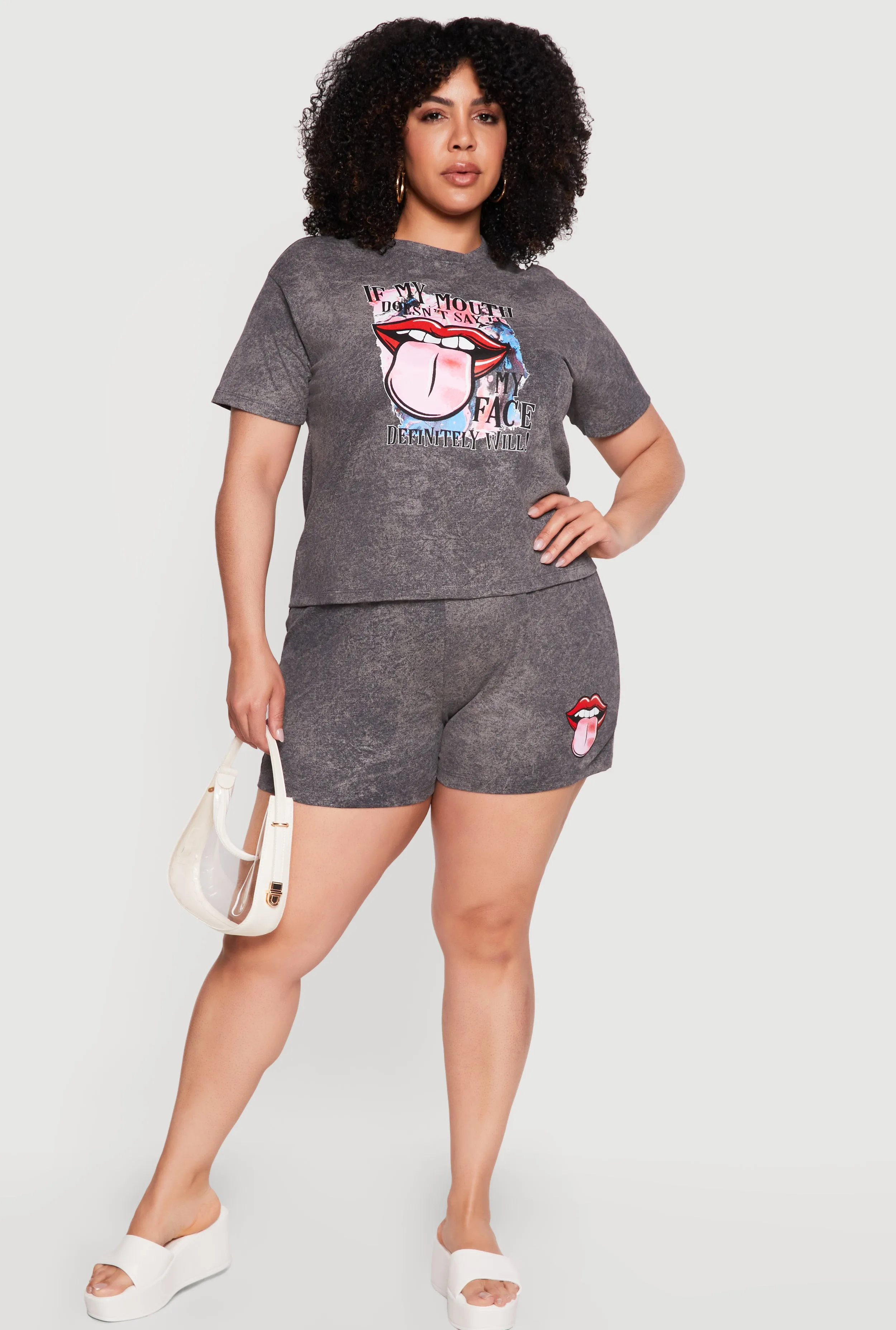 Plus Size Acid Wash Mouth Graphic Tee sold by Rainbow product image thumbnail 2