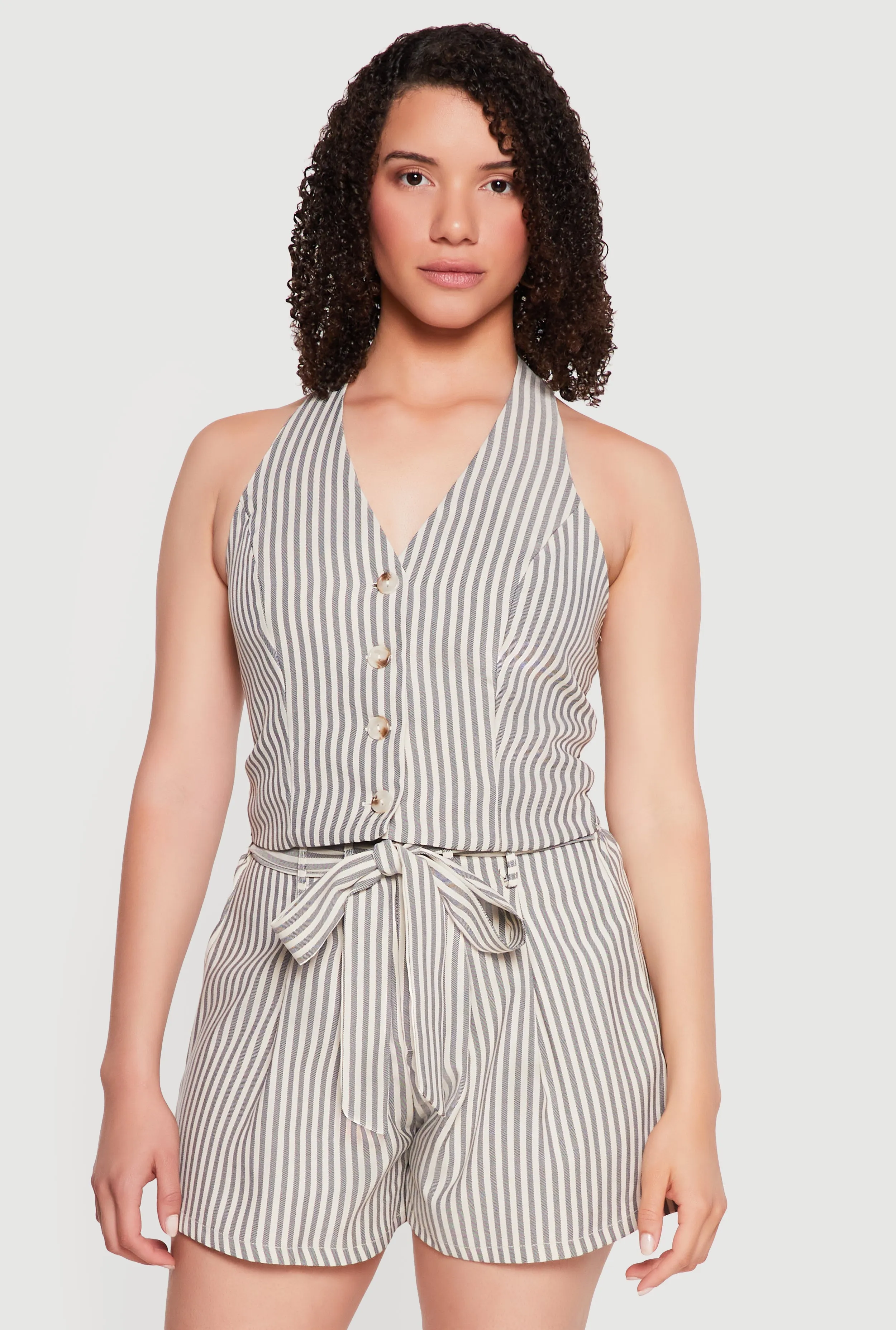 Striped Tie Back Halter Neck Blazer Vest sold by Rainbow product image thumbnail 2