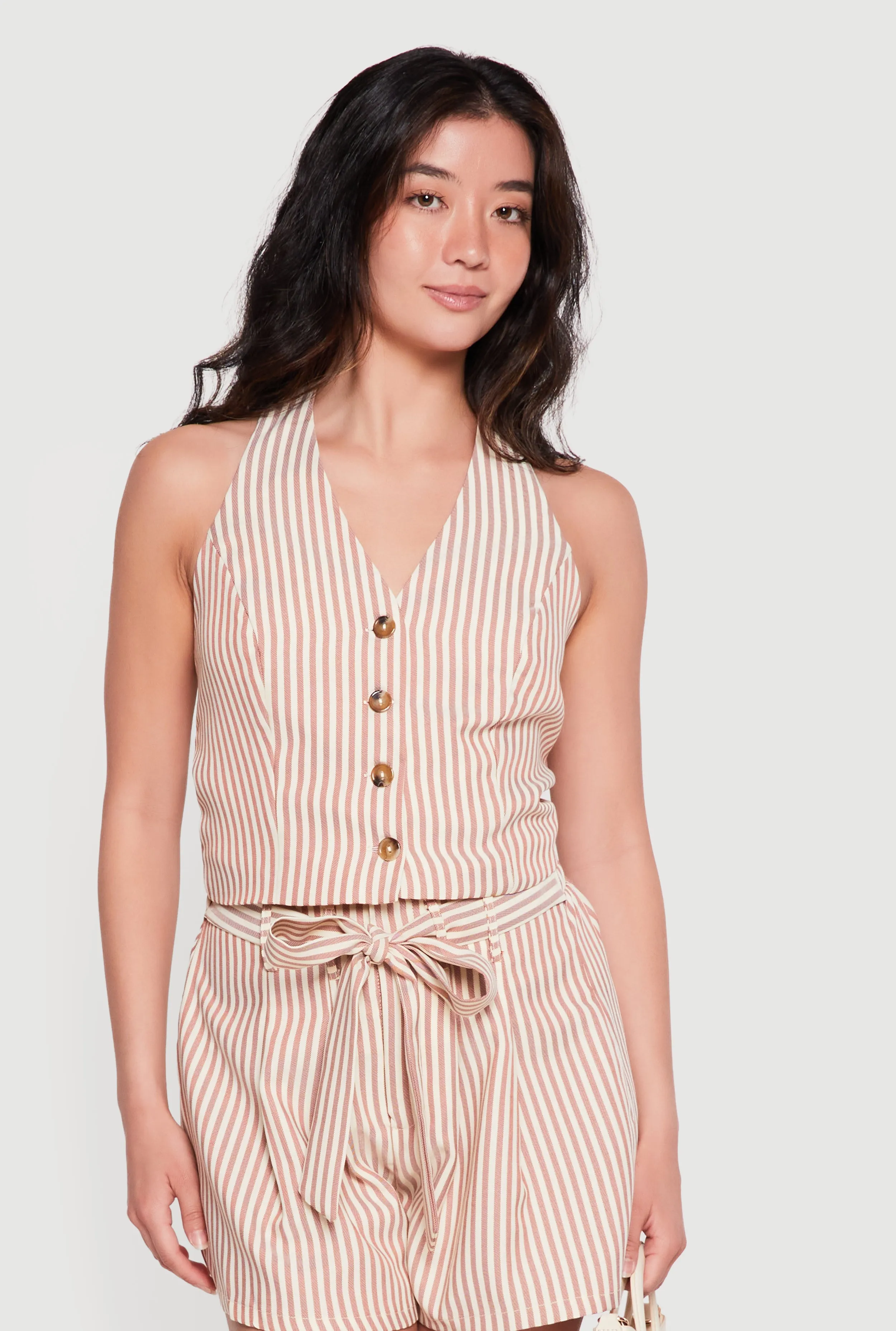 Striped Tie Back Halter Neck Blazer Vest sold by Rainbow product image thumbnail 3