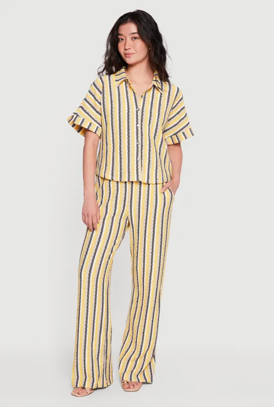 Textured Knit Boho Striped Pants made by Rainbow