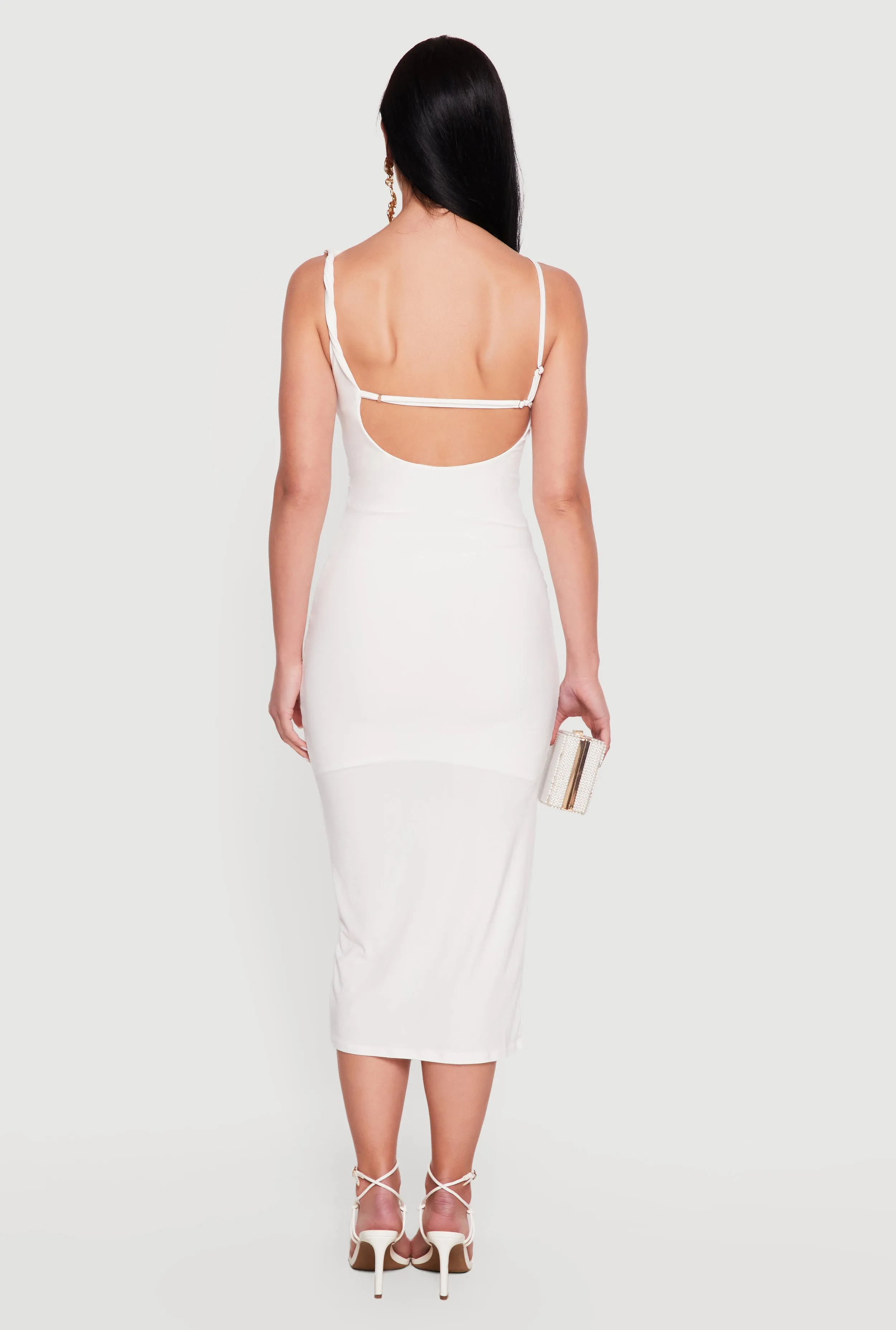 Twisted Strap Asymmetrical Neckline Midi Dress sold by Rainbow product image thumbnail 3