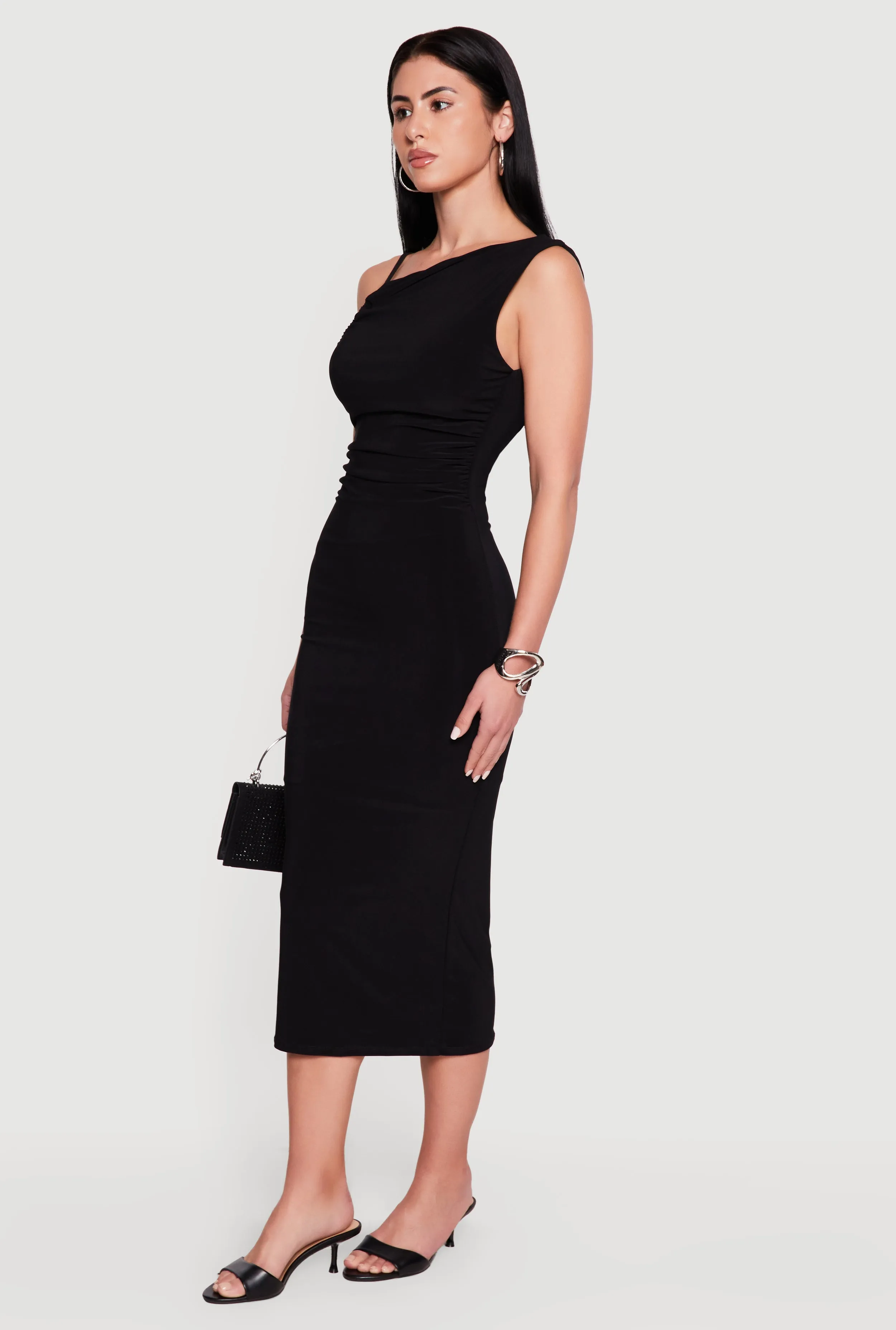Twisted Strap Asymmetrical Neckline Midi Dress sold by Rainbow product image thumbnail 2