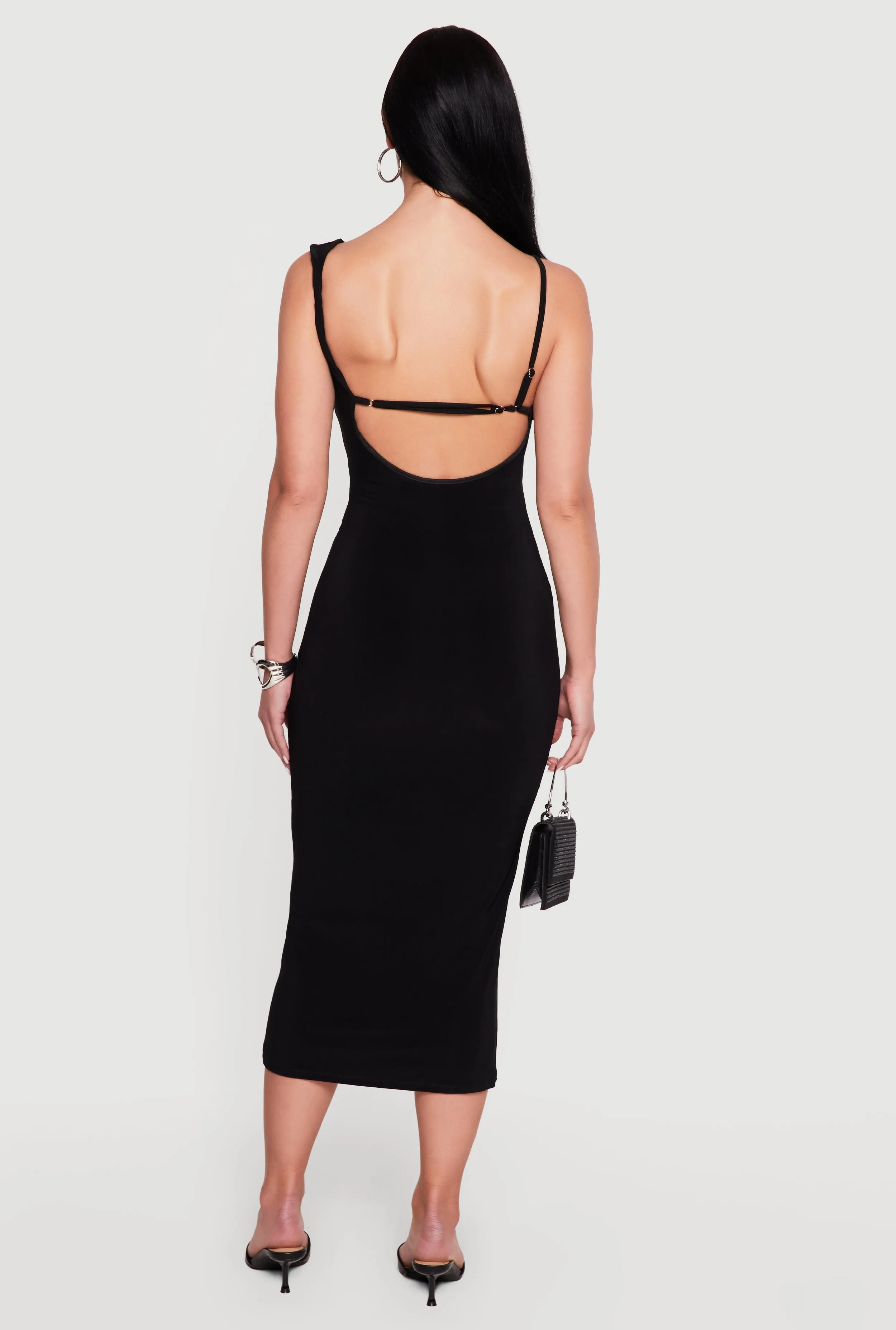 Twisted Strap Asymmetrical Neckline Midi Dress sold by Rainbow product image thumbnail 3