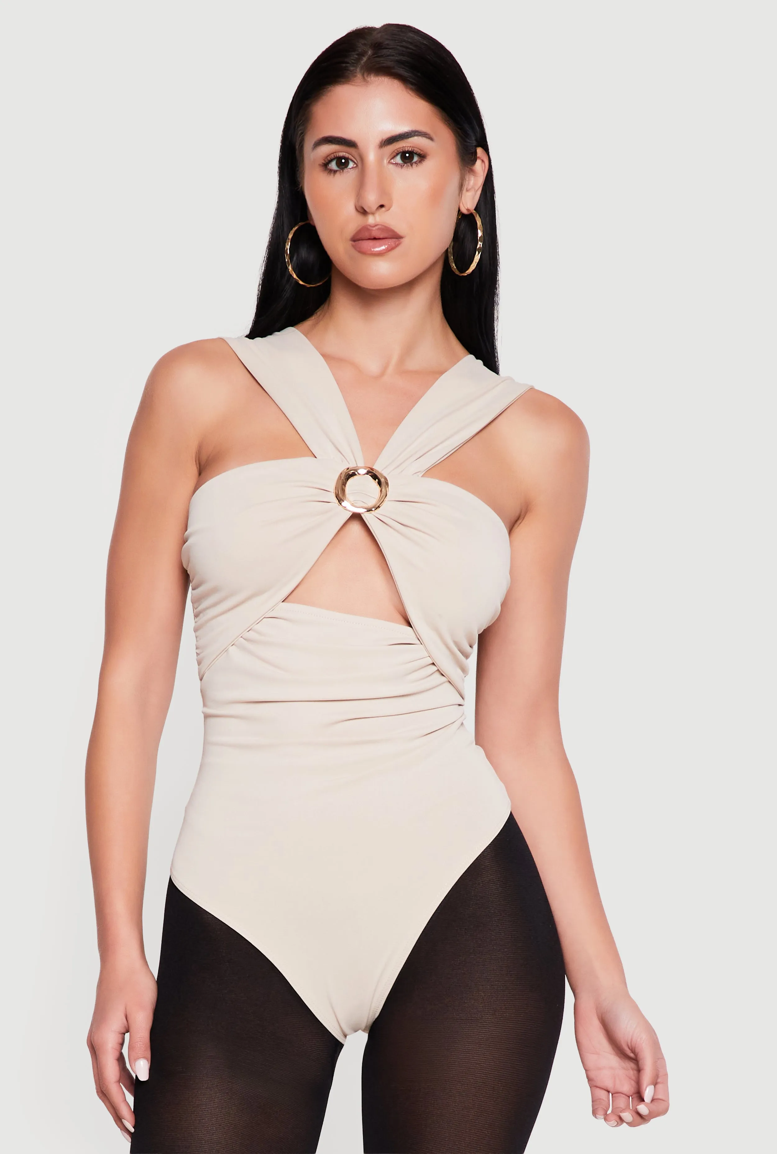 Metallic O Ring Detail Side Ruched Bodysuit sold by Rainbow product image thumbnail 2