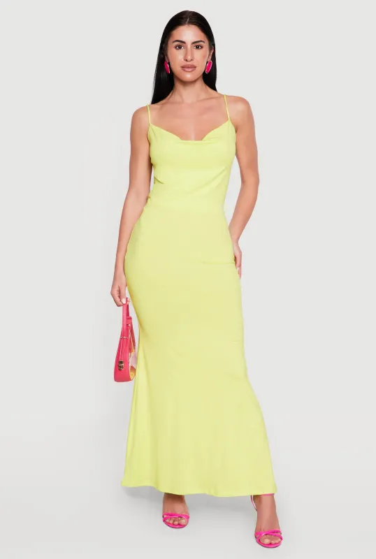 Cowl Neck Open Back Mermaid Dress made by Rainbow