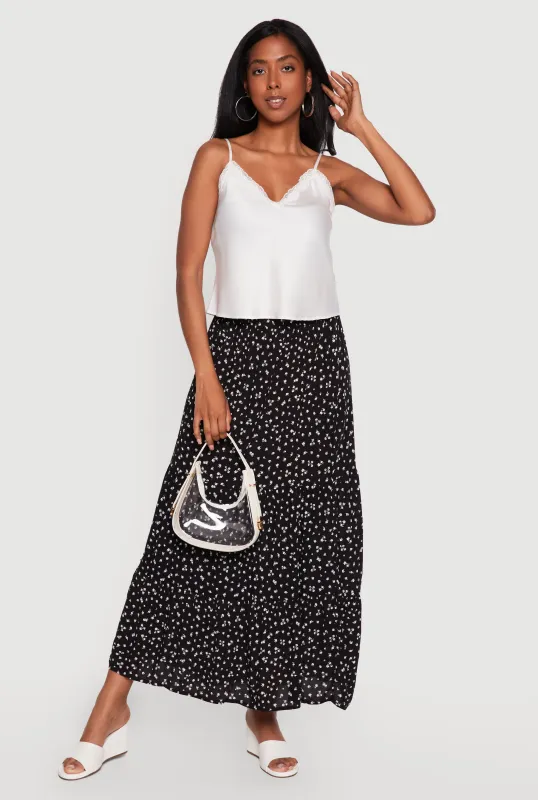 Ditsy Floral High Waisted Tiered Maxi Skirt made by Ambiance