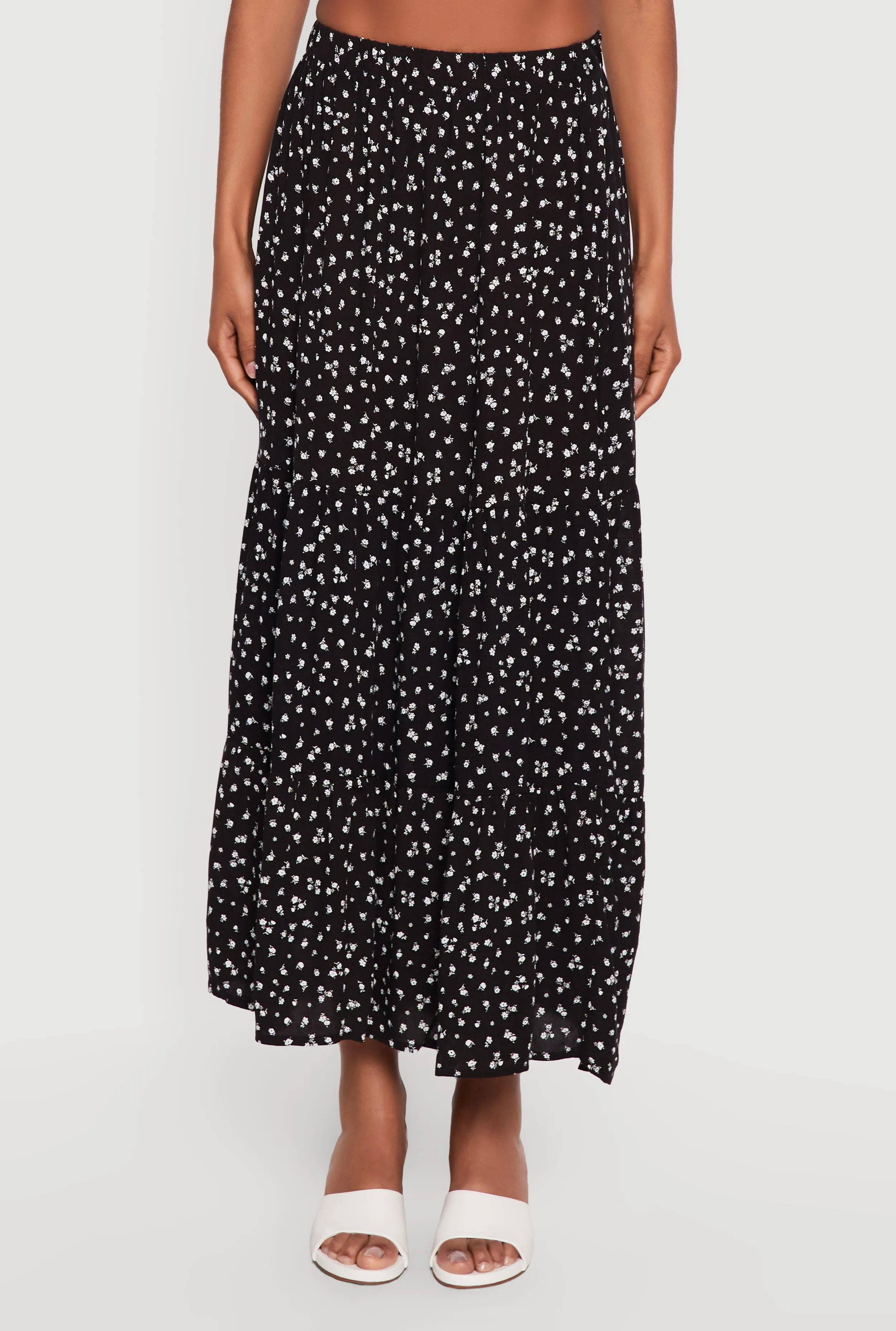 Ditsy Floral High Waisted Tiered Maxi Skirt sold by Rainbow product image thumbnail 3