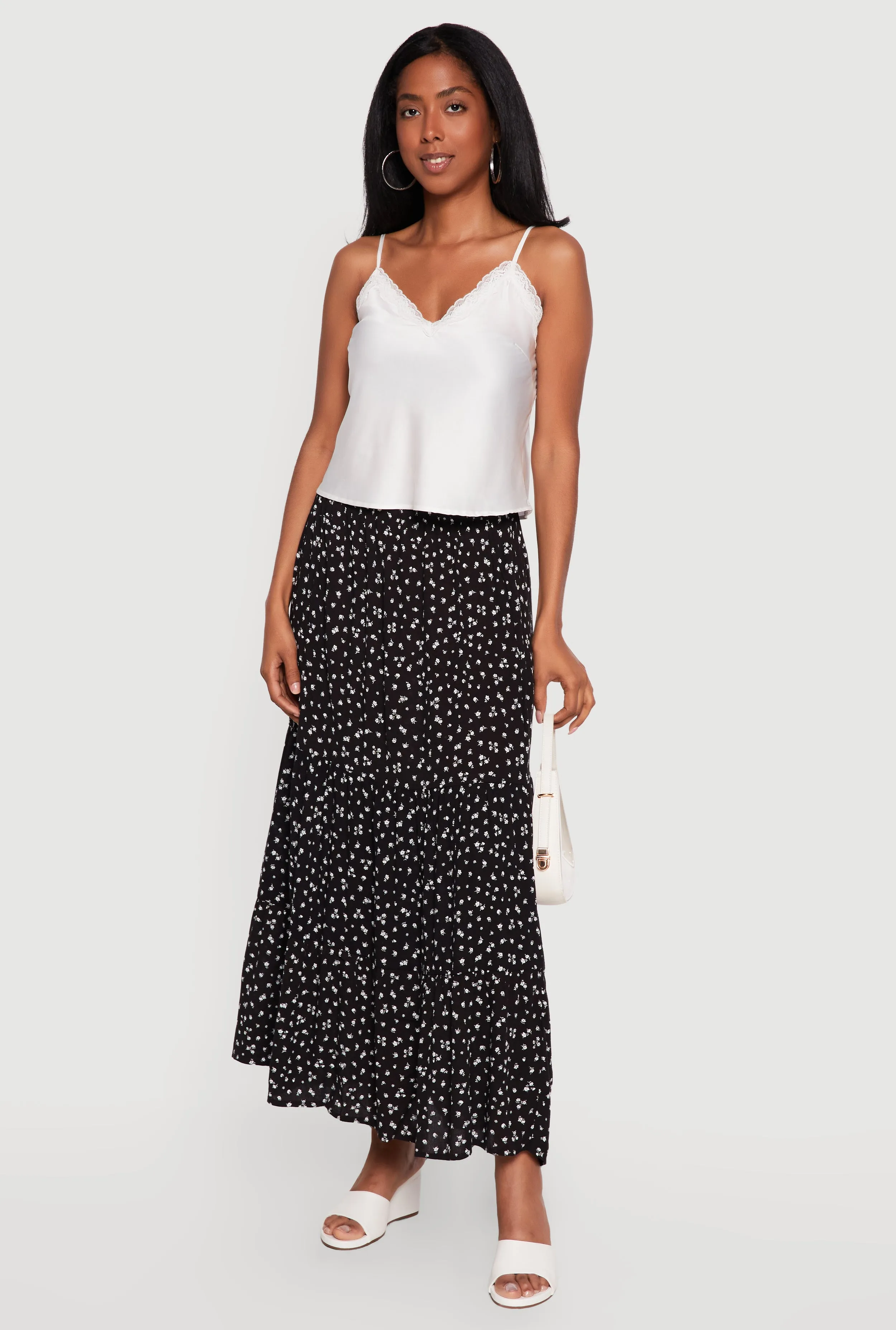 Ditsy Floral High Waisted Tiered Maxi Skirt sold by Rainbow product image thumbnail 2
