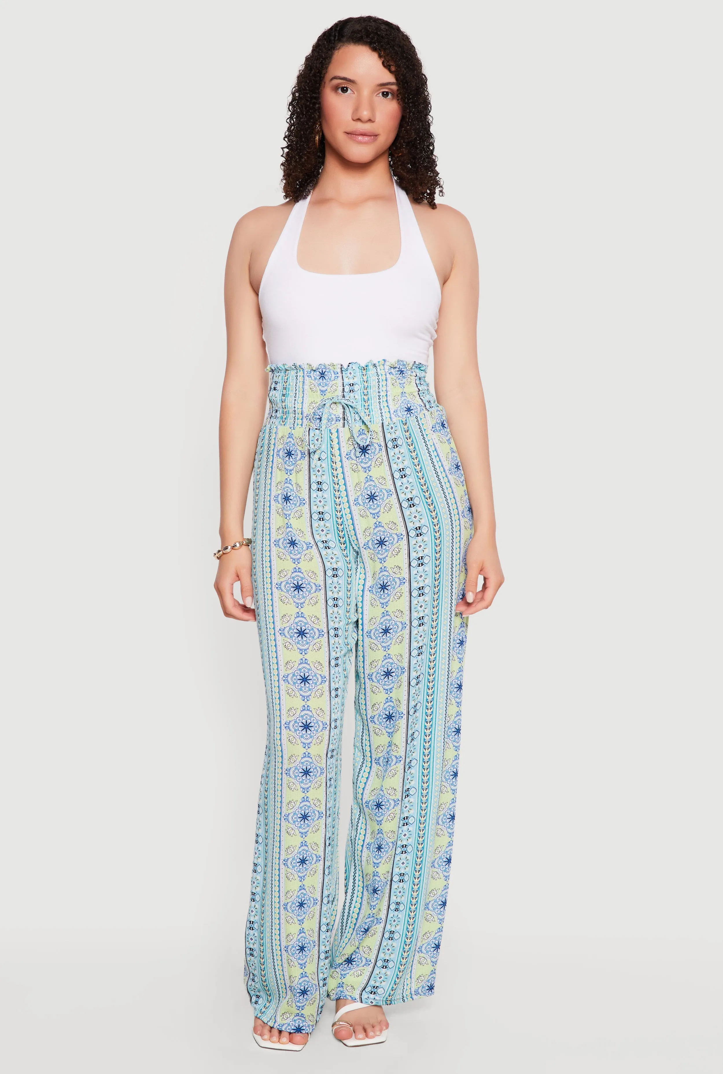 Printed Pattern Smocked Waist Palazzo Pants sold by Rainbow product image thumbnail 2