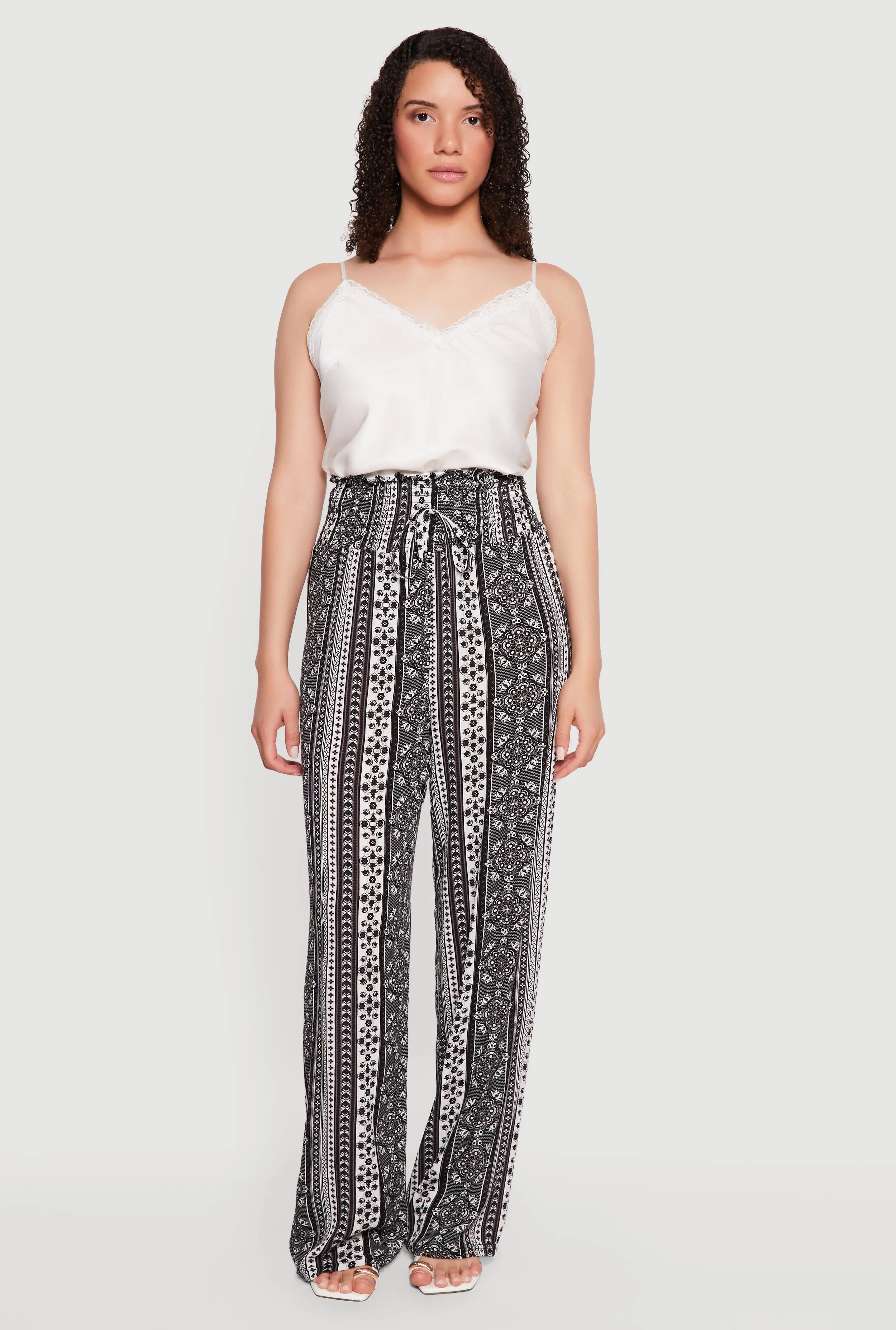 Printed Pattern Smocked Waist Palazzo Pants sold by Rainbow product image thumbnail 4