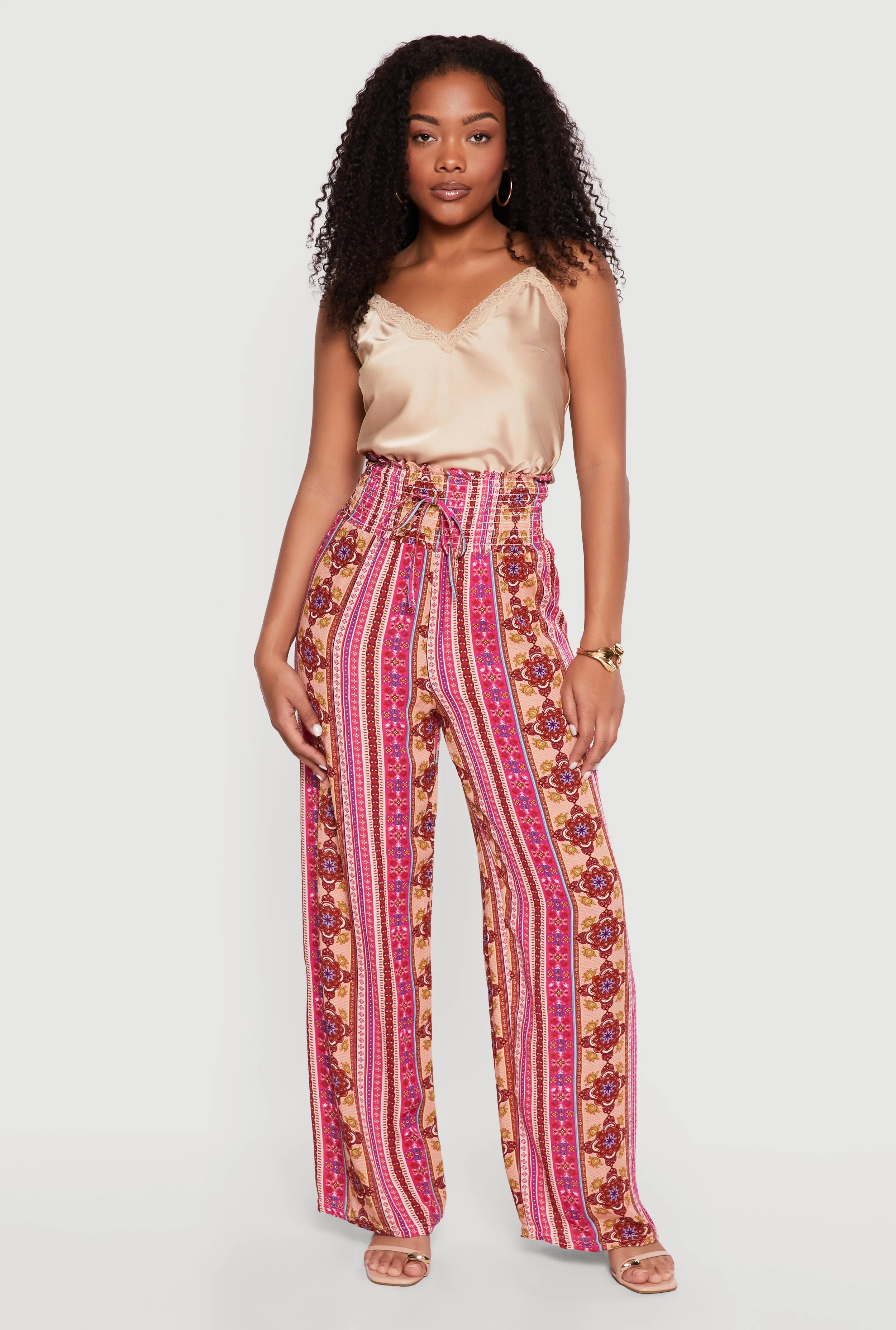 Printed Pattern Smocked Waist Palazzo Pants sold by Rainbow product image thumbnail 3