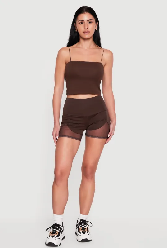 Drop Waist Mesh Detail Biker Shorts made by Rainbow