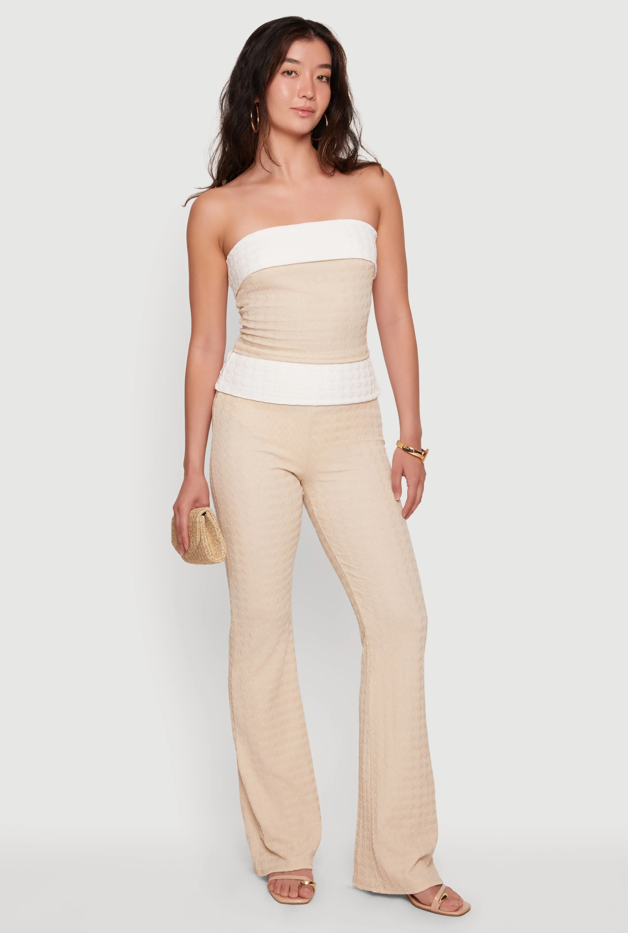Contrast Trim Flare Leg Casual Pants sold by Rainbow product image thumbnail 3