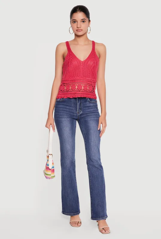 Sleeveless V Neck Crochet Top made by Rainbow