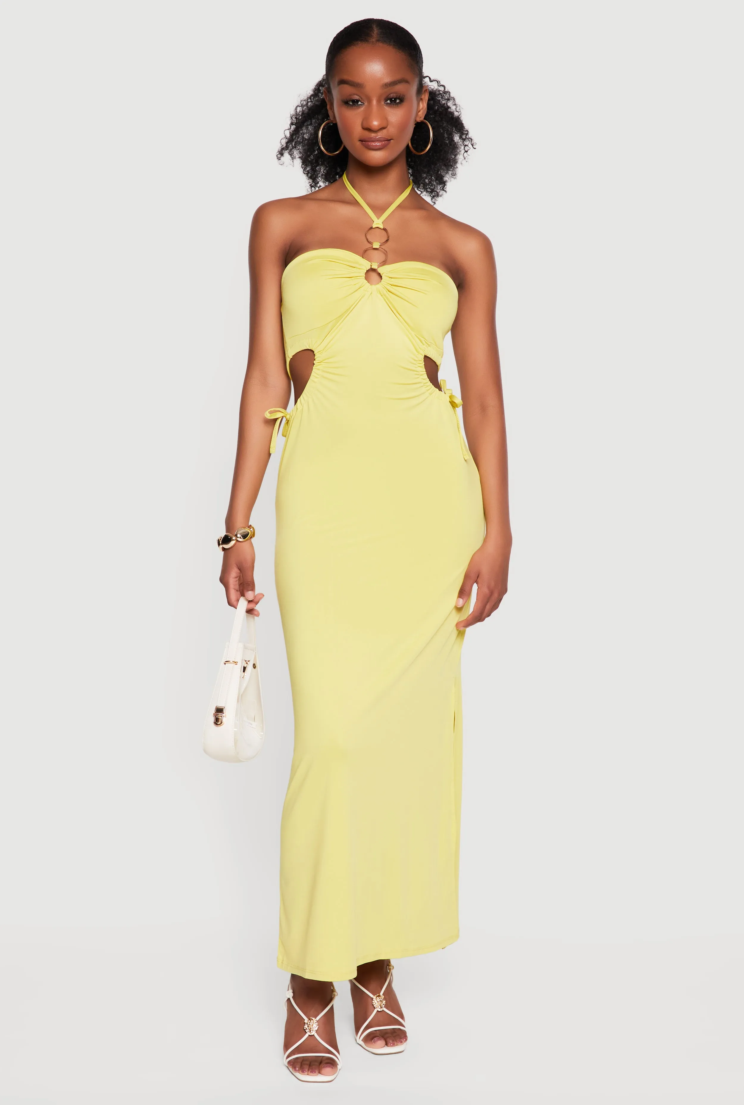 Cutout Detail O Ring Halter Maxi Dress sold by Rainbow product image thumbnail 4